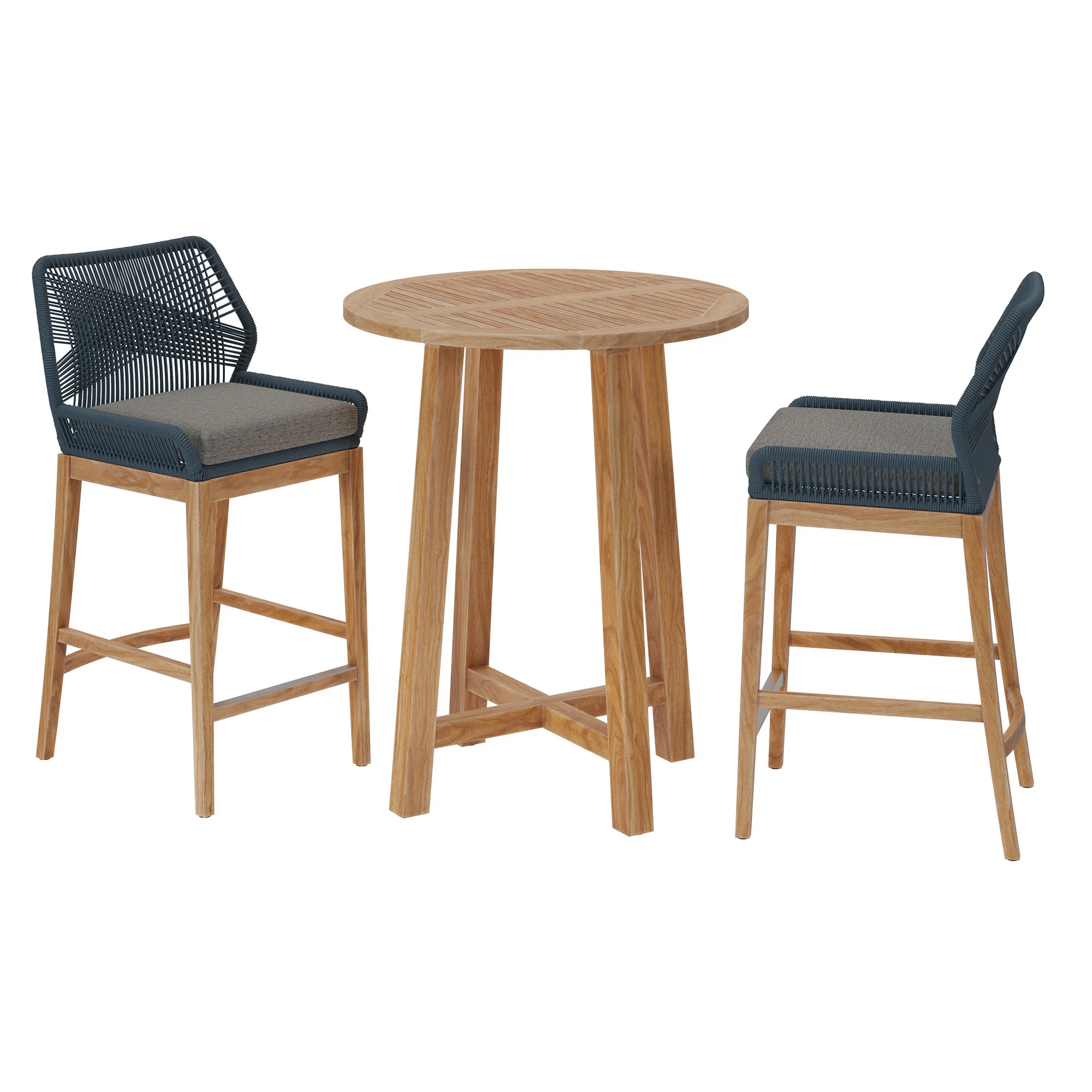 Wellspring 3-Piece Outdoor Patio Teak Wood Bar Set by Modway - Image 2