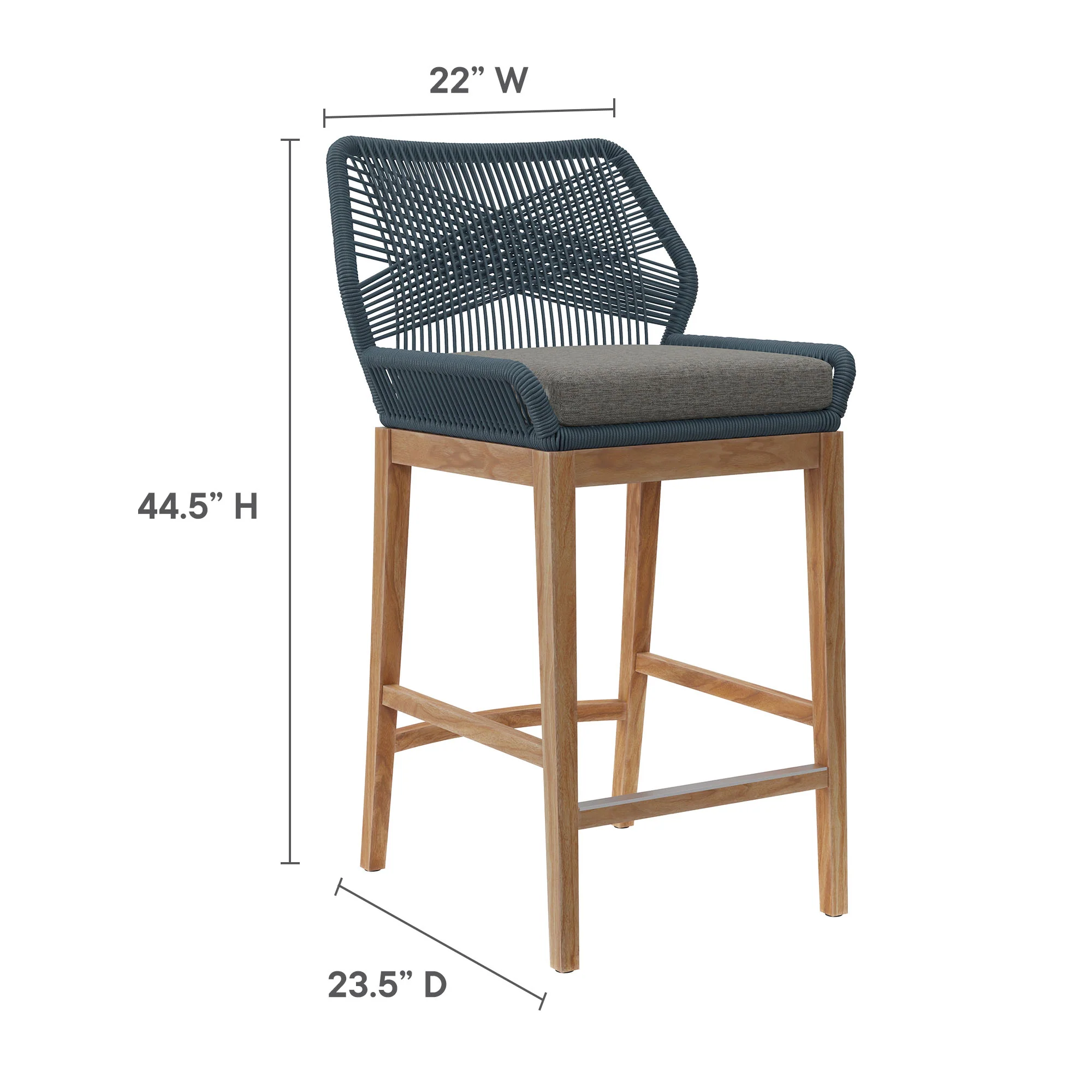 Wellspring 3-Piece Outdoor Patio Teak Wood Bar Set by Modway - Image 5