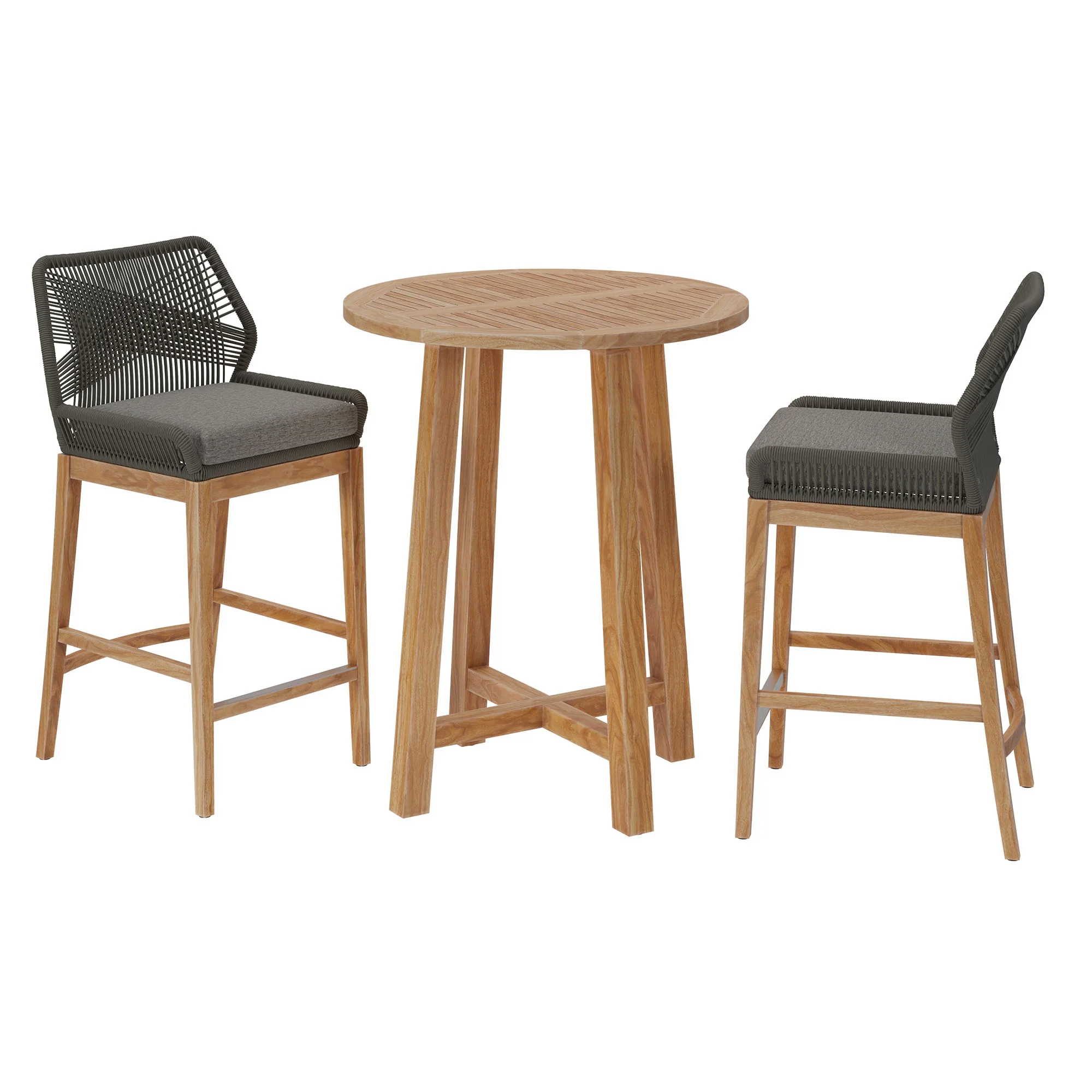 Wellspring 3-Piece Outdoor Patio Teak Wood Bar Set by Modway - Image 7