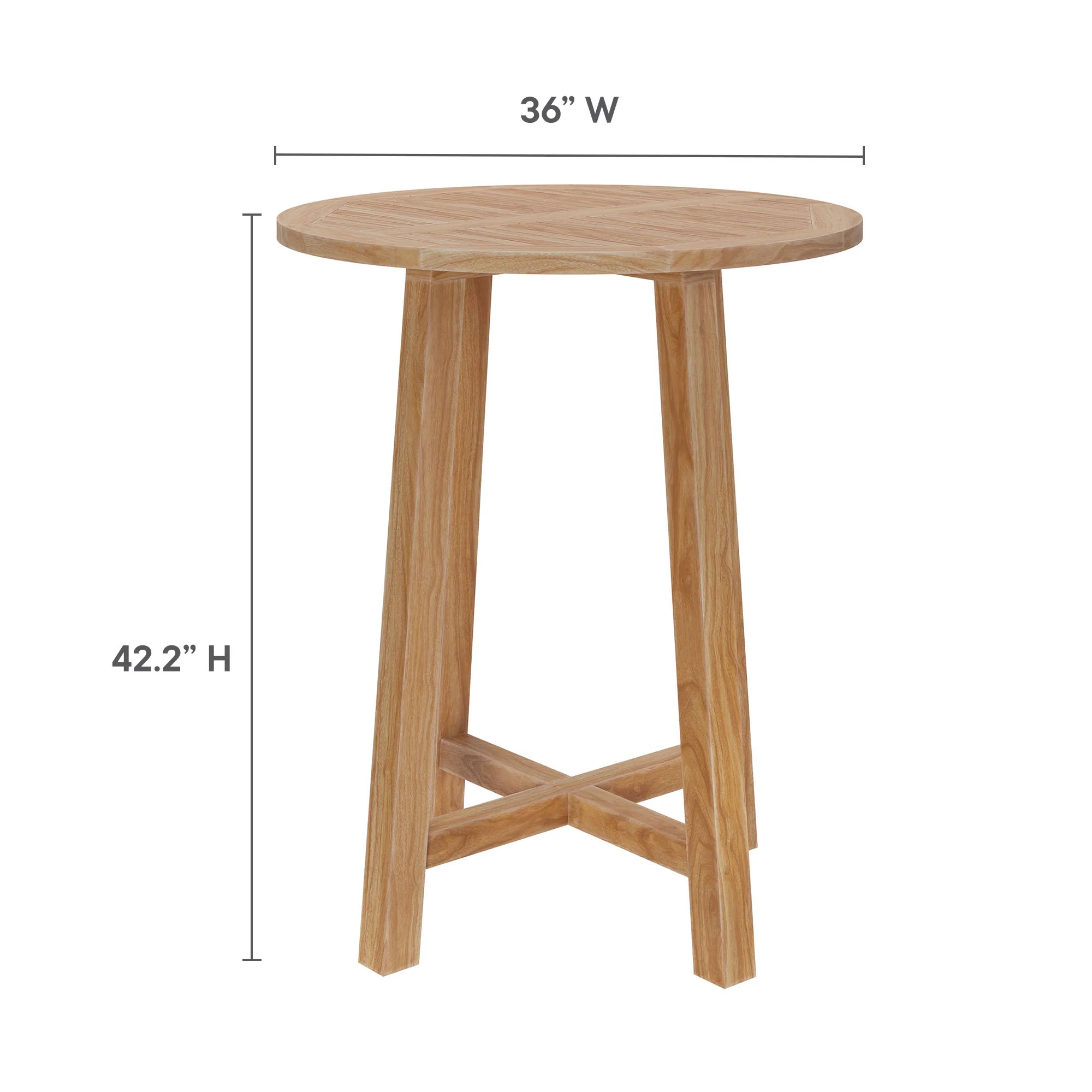 Wellspring 36" Outdoor Patio Teak Wood Bar Table by Modway - Image 7