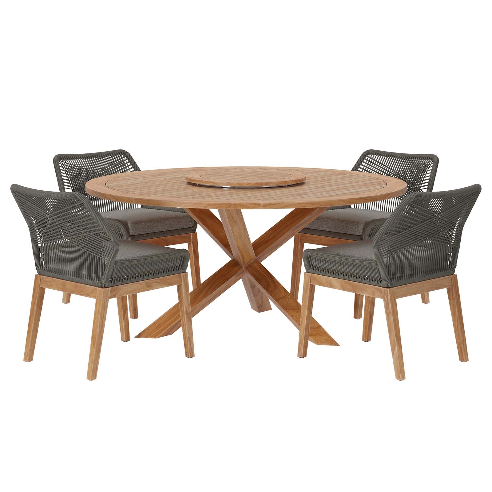 Wellspring 5-Piece Outdoor Patio Teak Wood Dining Set By Modway - EEI-6118 - Image 12