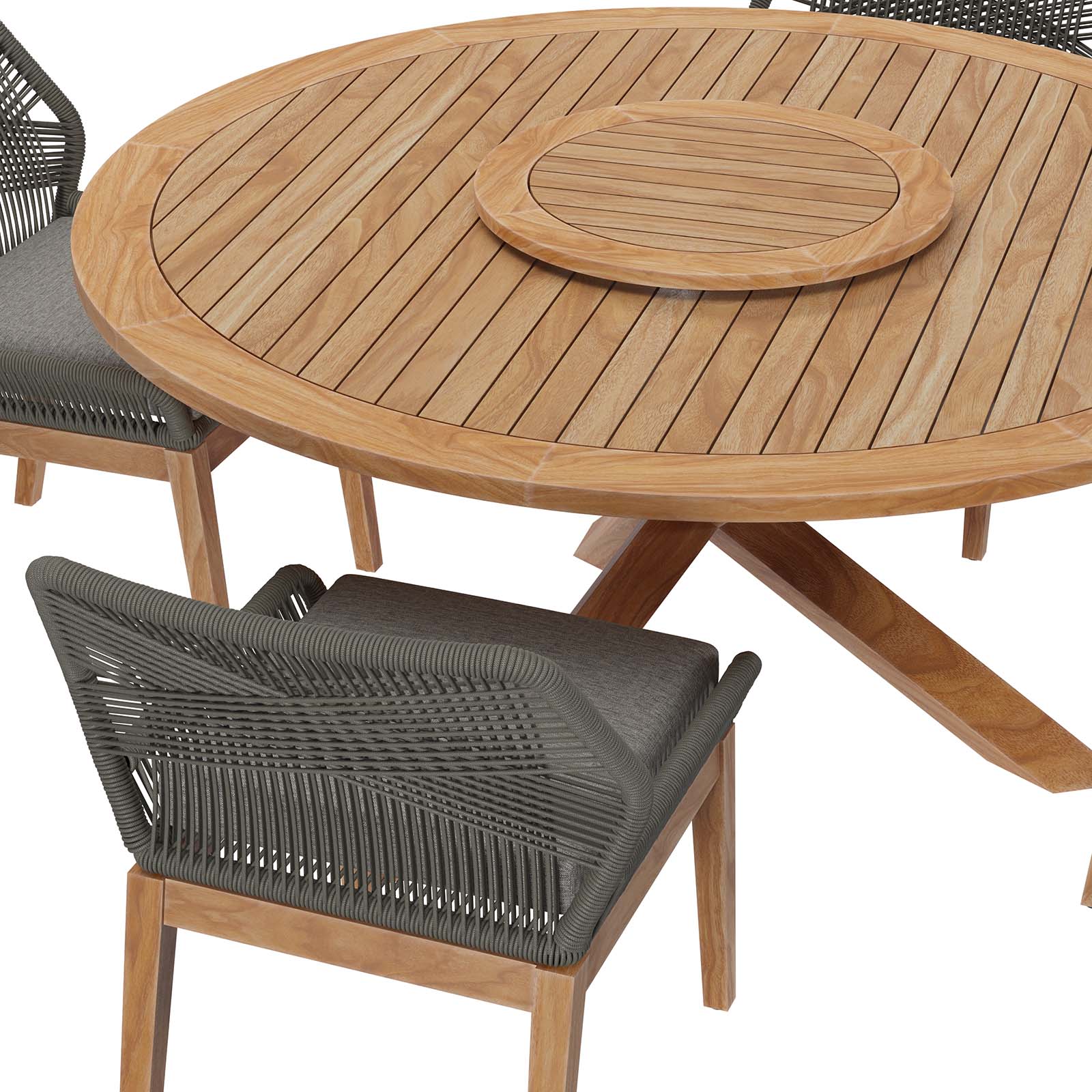 Wellspring 5-Piece Outdoor Patio Teak Wood Dining Set By Modway - EEI-6118 - Image 16