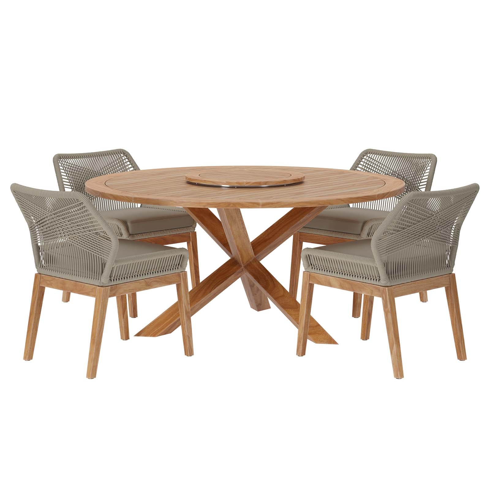 Wellspring 5-Piece Outdoor Patio Teak Wood Dining Set By Modway - EEI-6118 - Image 23