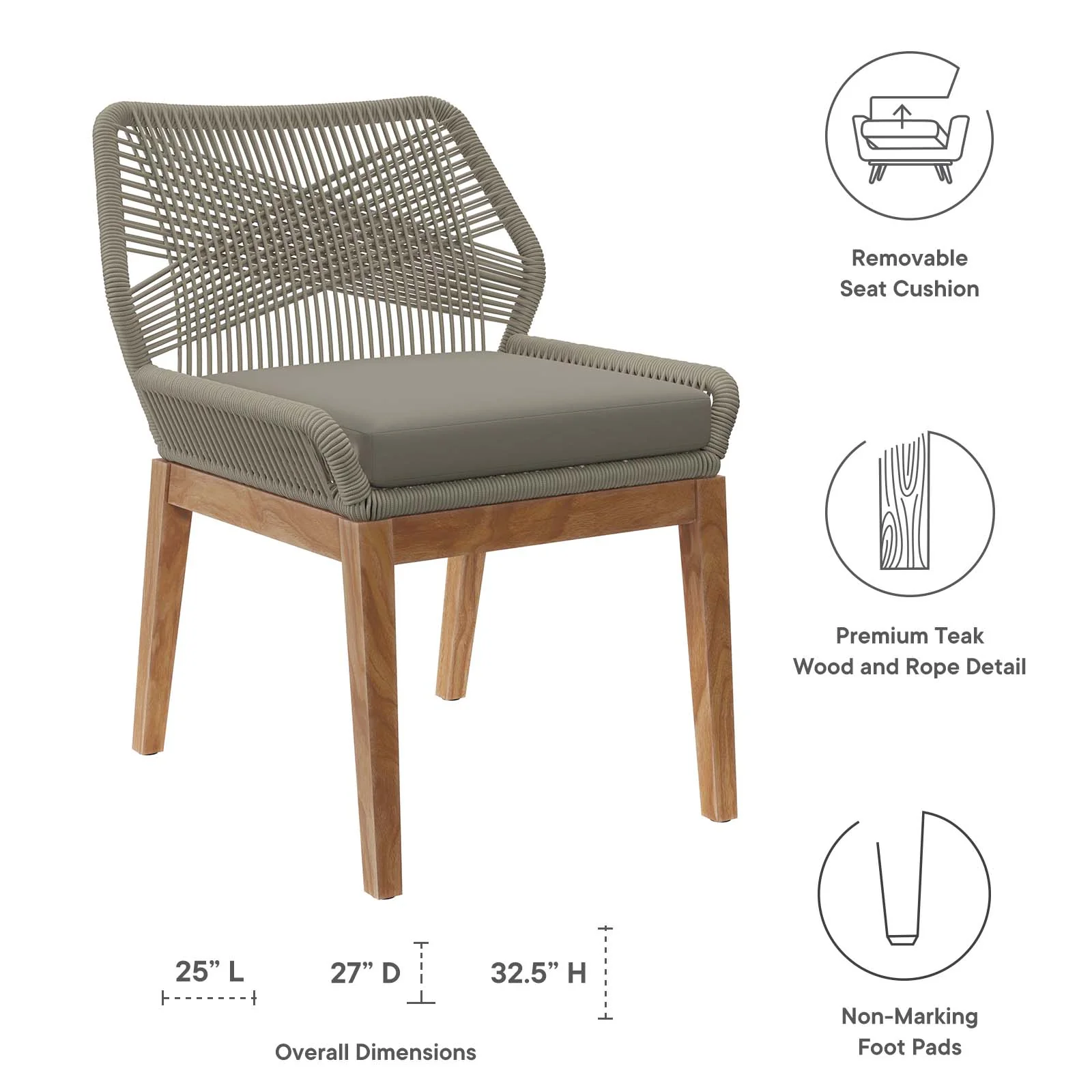 Wellspring 5-Piece Outdoor Patio Teak Wood Dining Set By Modway - EEI-6118 - Image 24