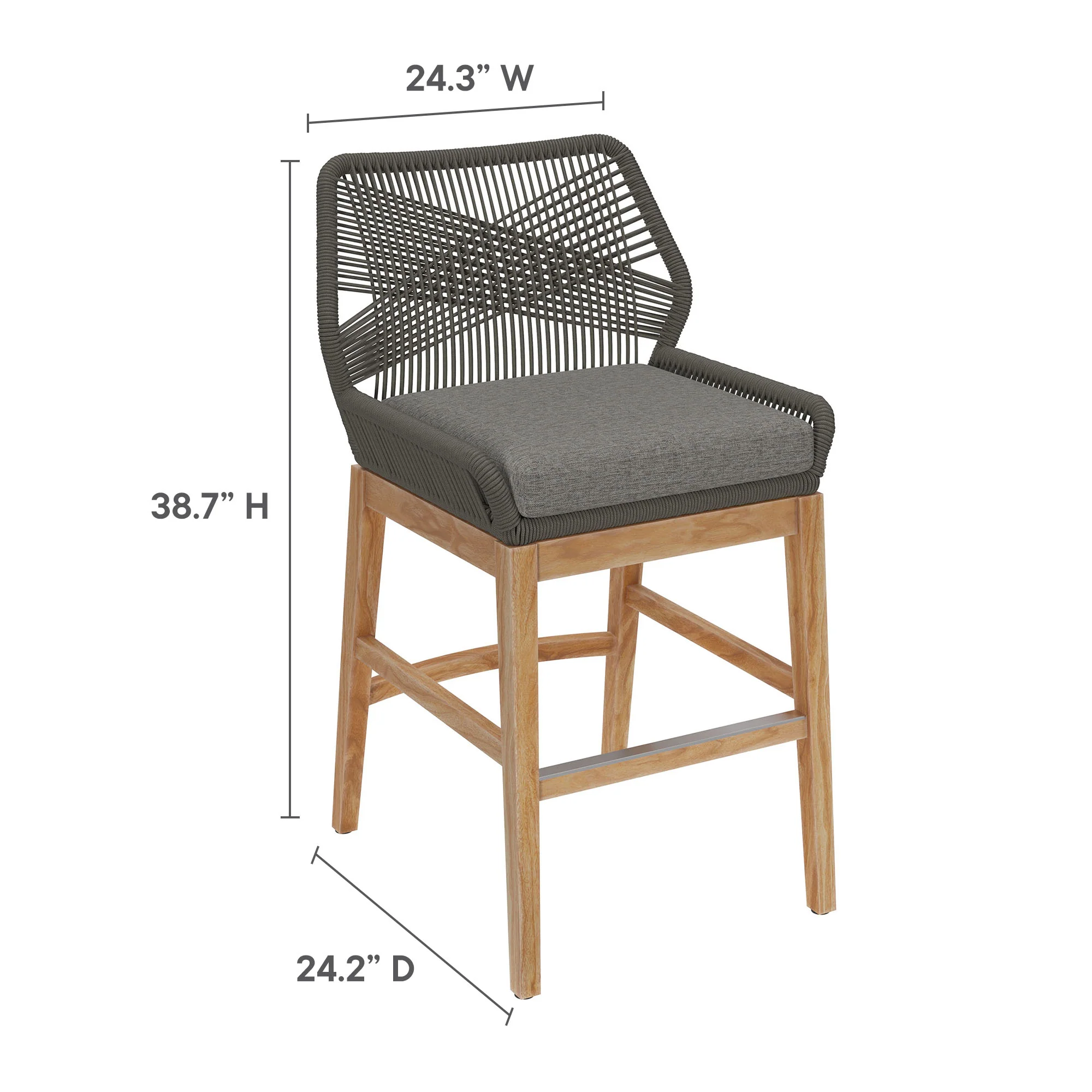 Wellspring Outdoor Patio Teak and Rope Counter Stool by Modway - Image 18