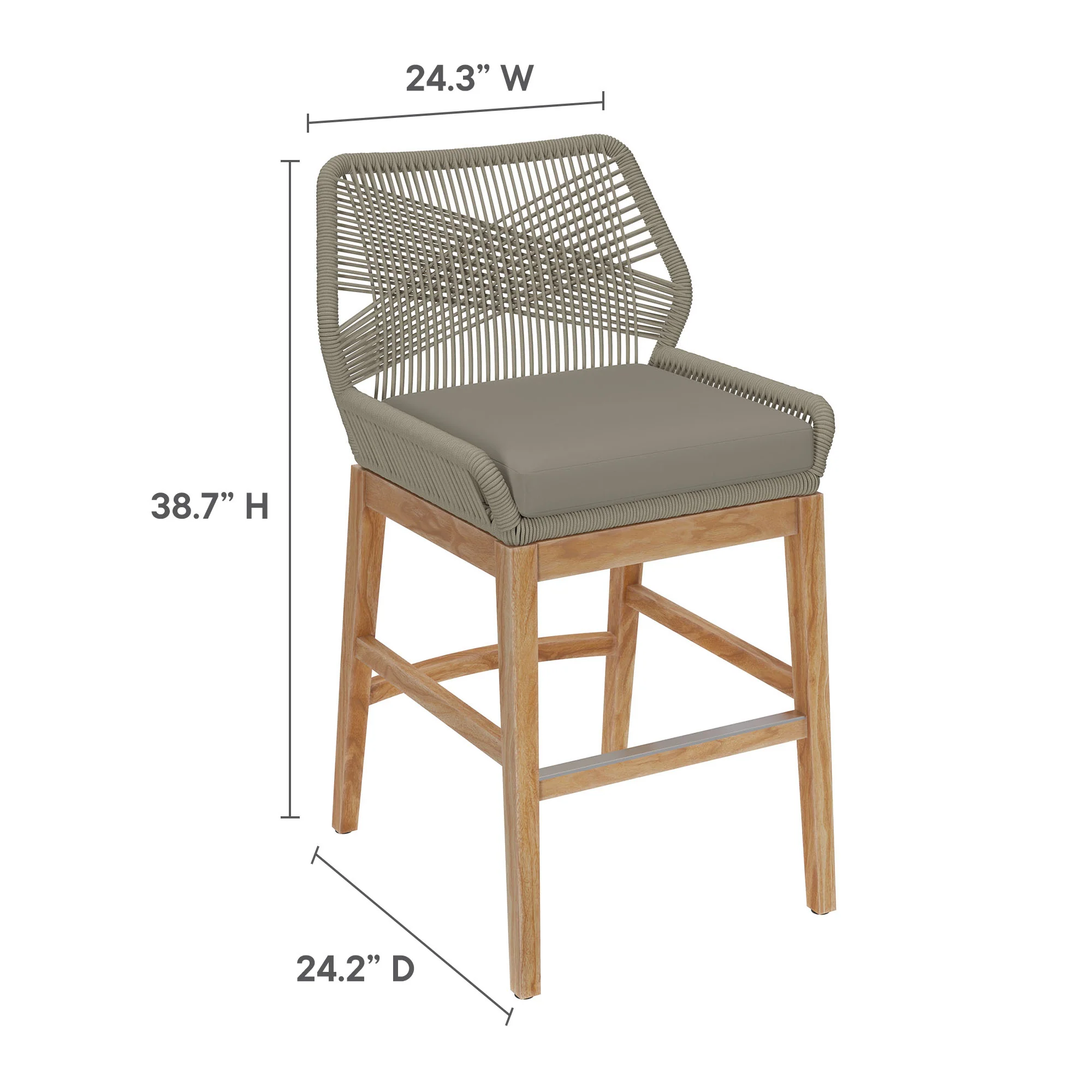 Wellspring Outdoor Patio Teak and Rope Counter Stool by Modway - Image 27