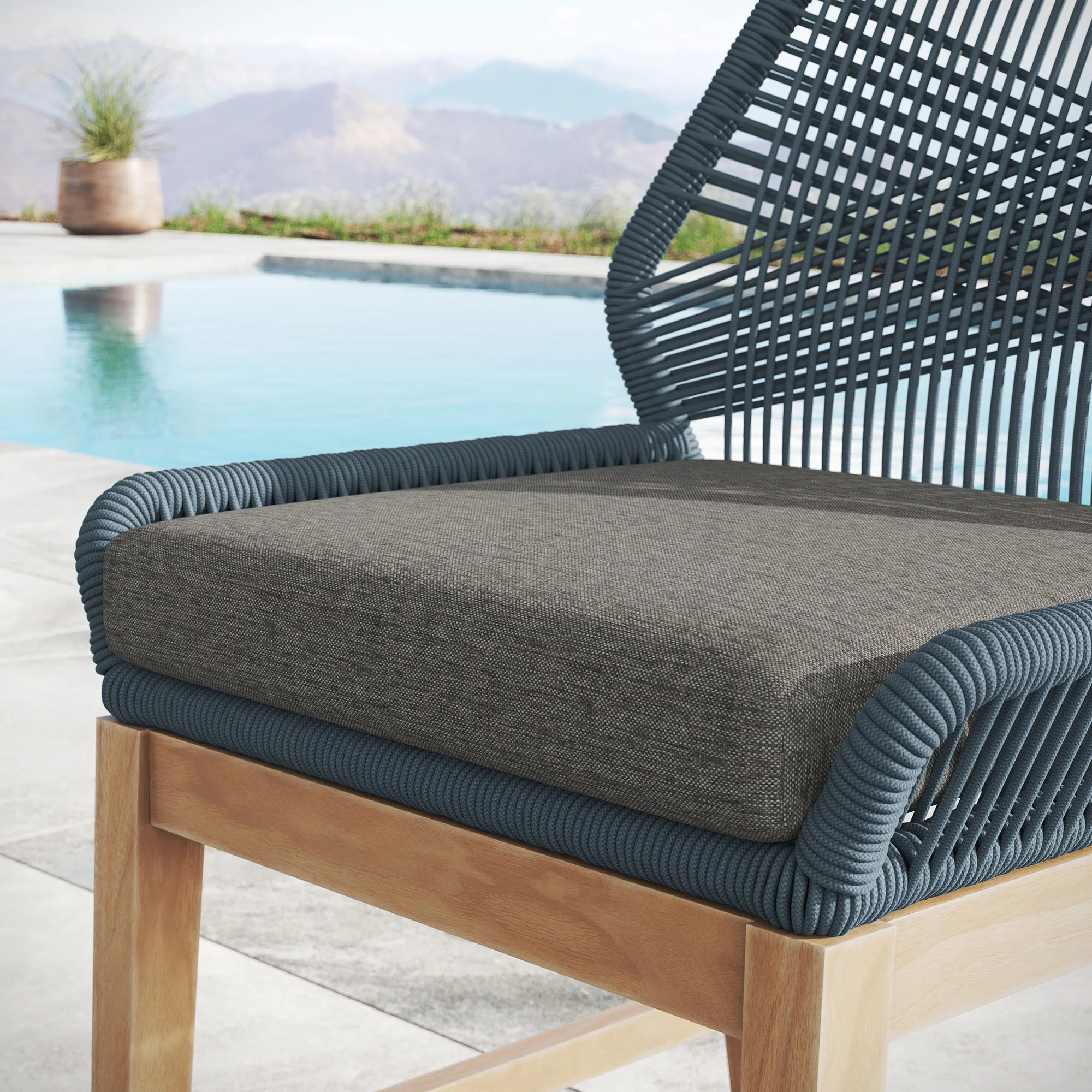 Wellspring Outdoor Patio Teak and Rope Counter Stool by Modway - Image 7
