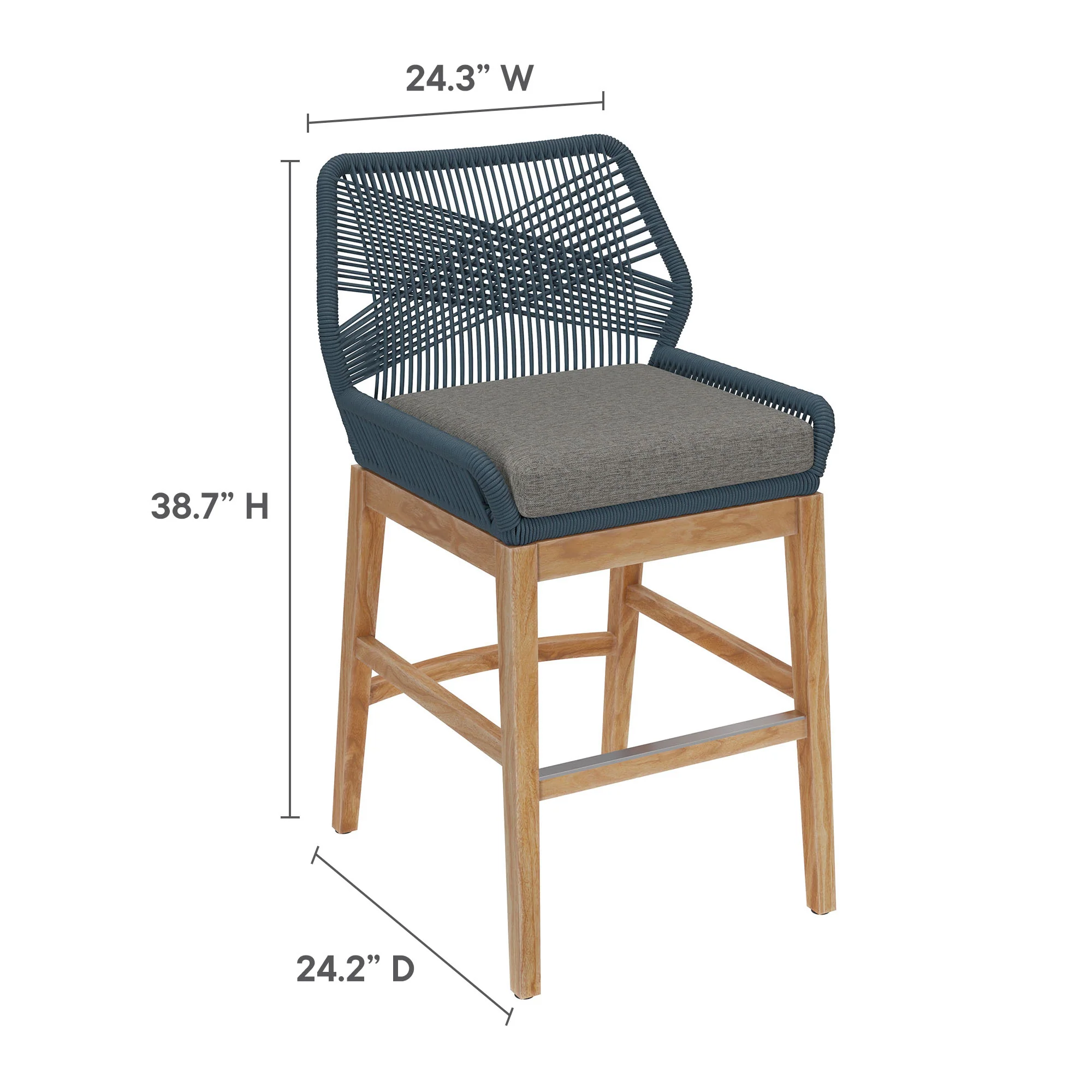Wellspring Outdoor Patio Teak and Rope Counter Stool by Modway - Image 9