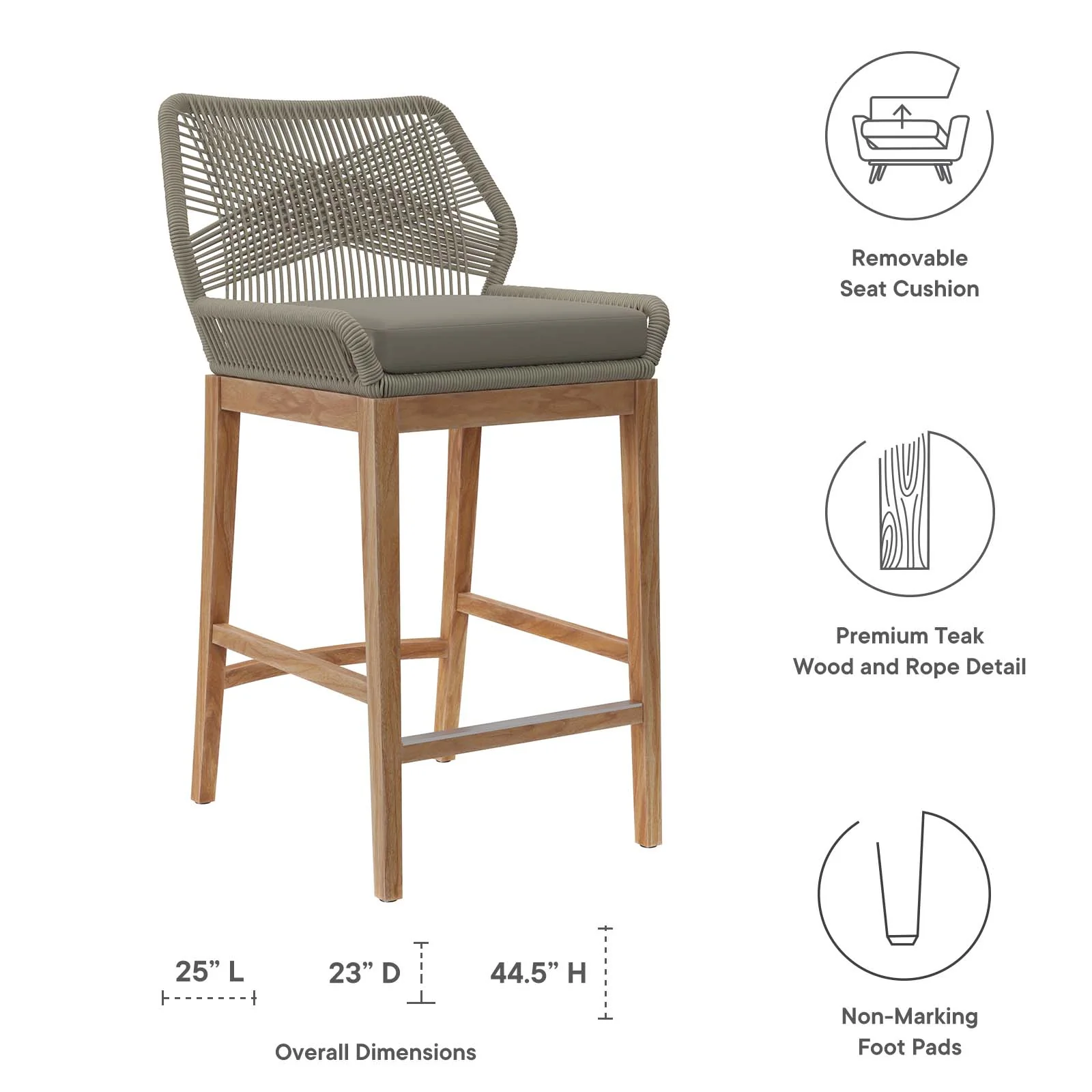 Wellspring Outdoor Patio Teak Wood Bar Stool By Modway - EEI-5746 - Image 19