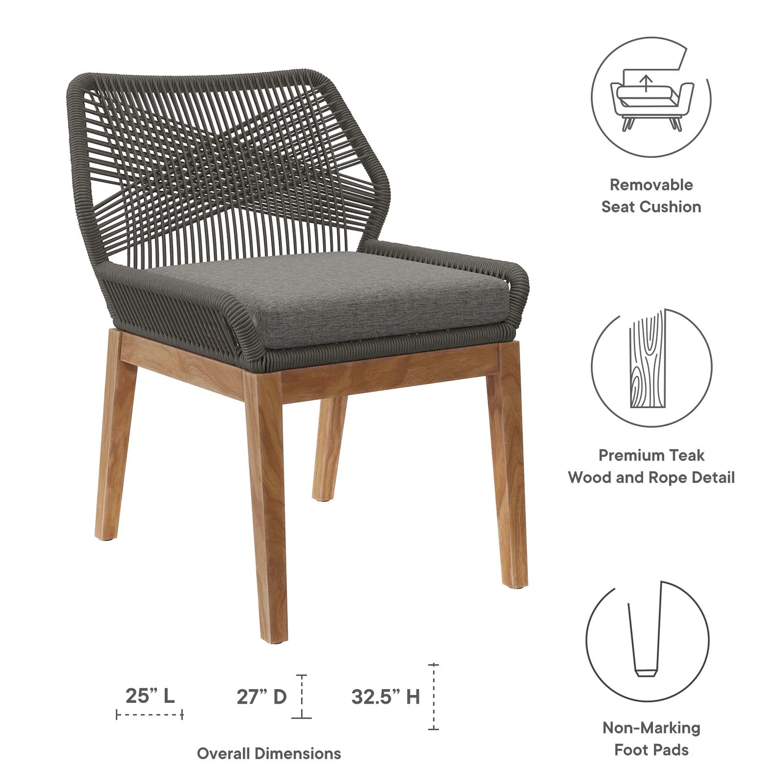 Wellspring Outdoor Patio Teak Wood Dining Chair By Modway - EEI-5747 - Image 12