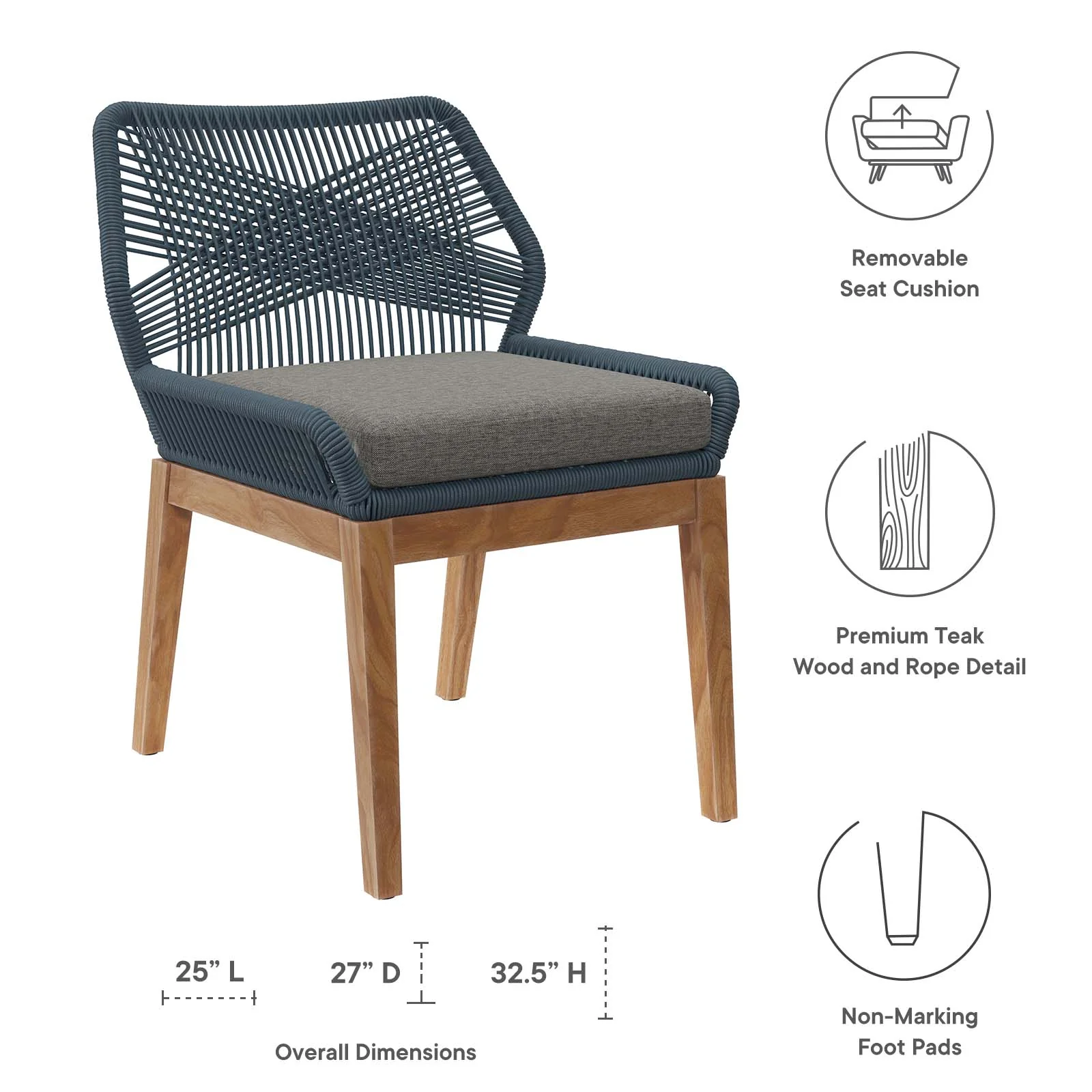 Wellspring Outdoor Patio Teak Wood Dining Chair By Modway - EEI-5747 - Image 6