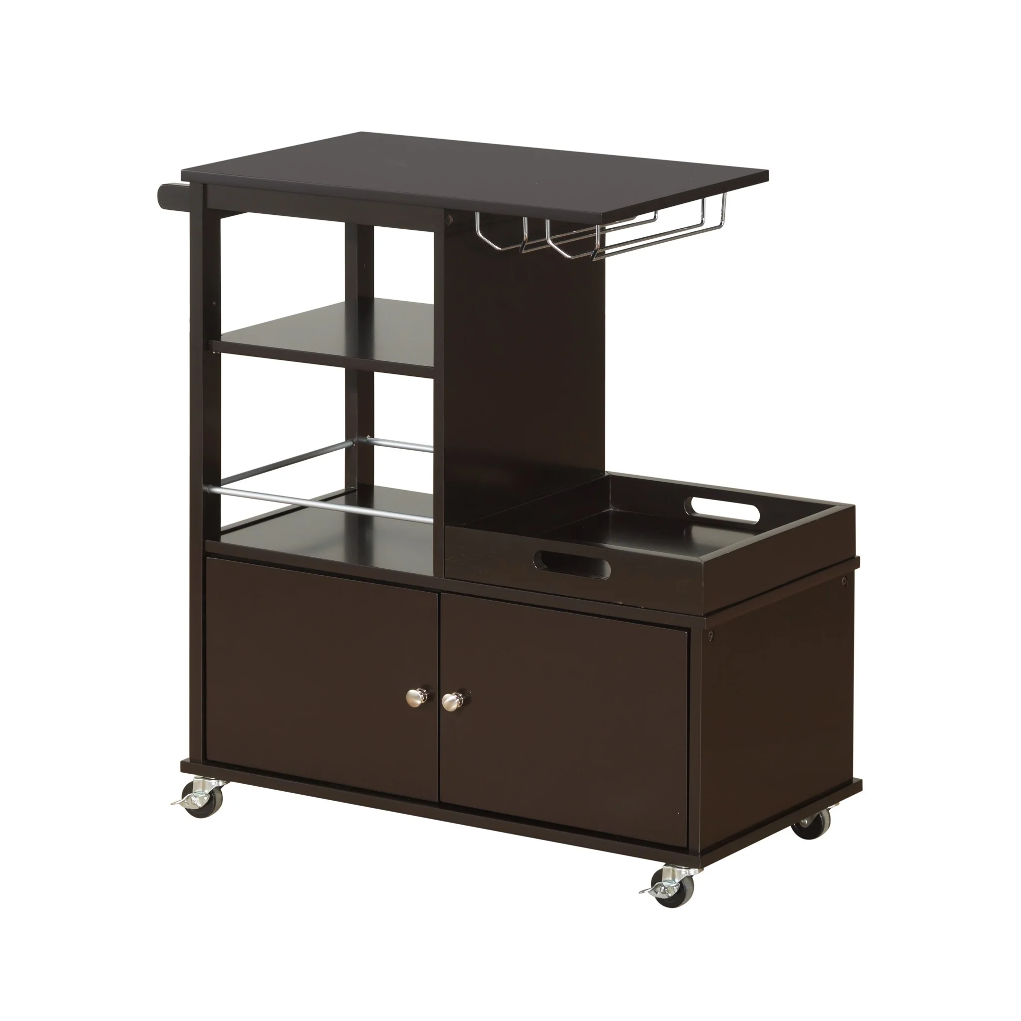 Wenge Wood Casters Kitchen Cart By Homeroots - Image 2