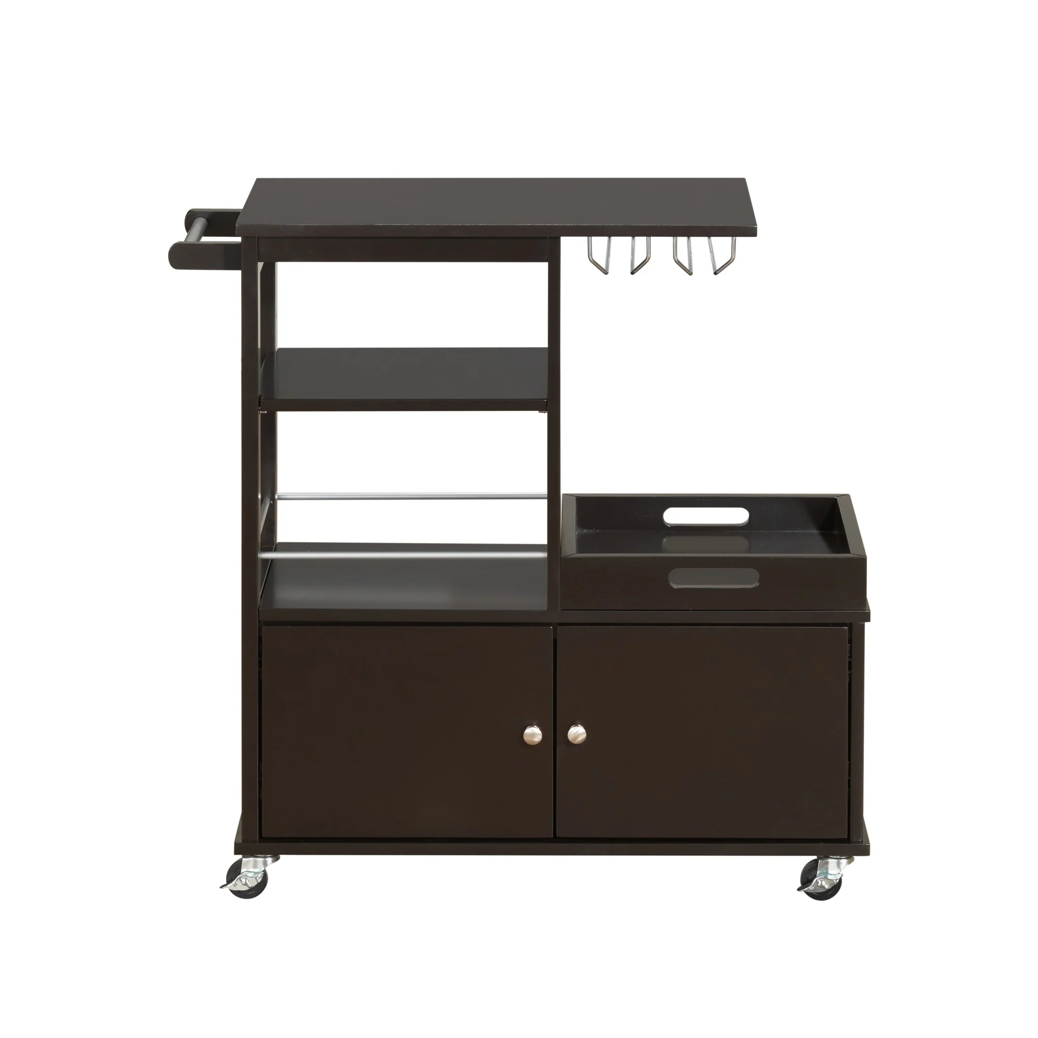 Wenge Wood Casters Kitchen Cart By Homeroots - Image 3