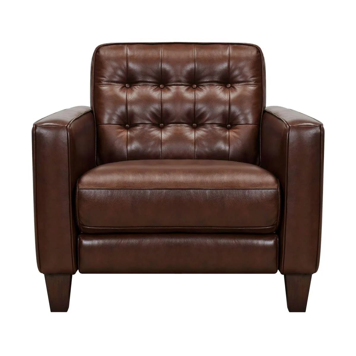 Wesley Chestnut Genuine Leather Power Footrest Tuxedo Arm Accent Chair By Armen Living - Image 4