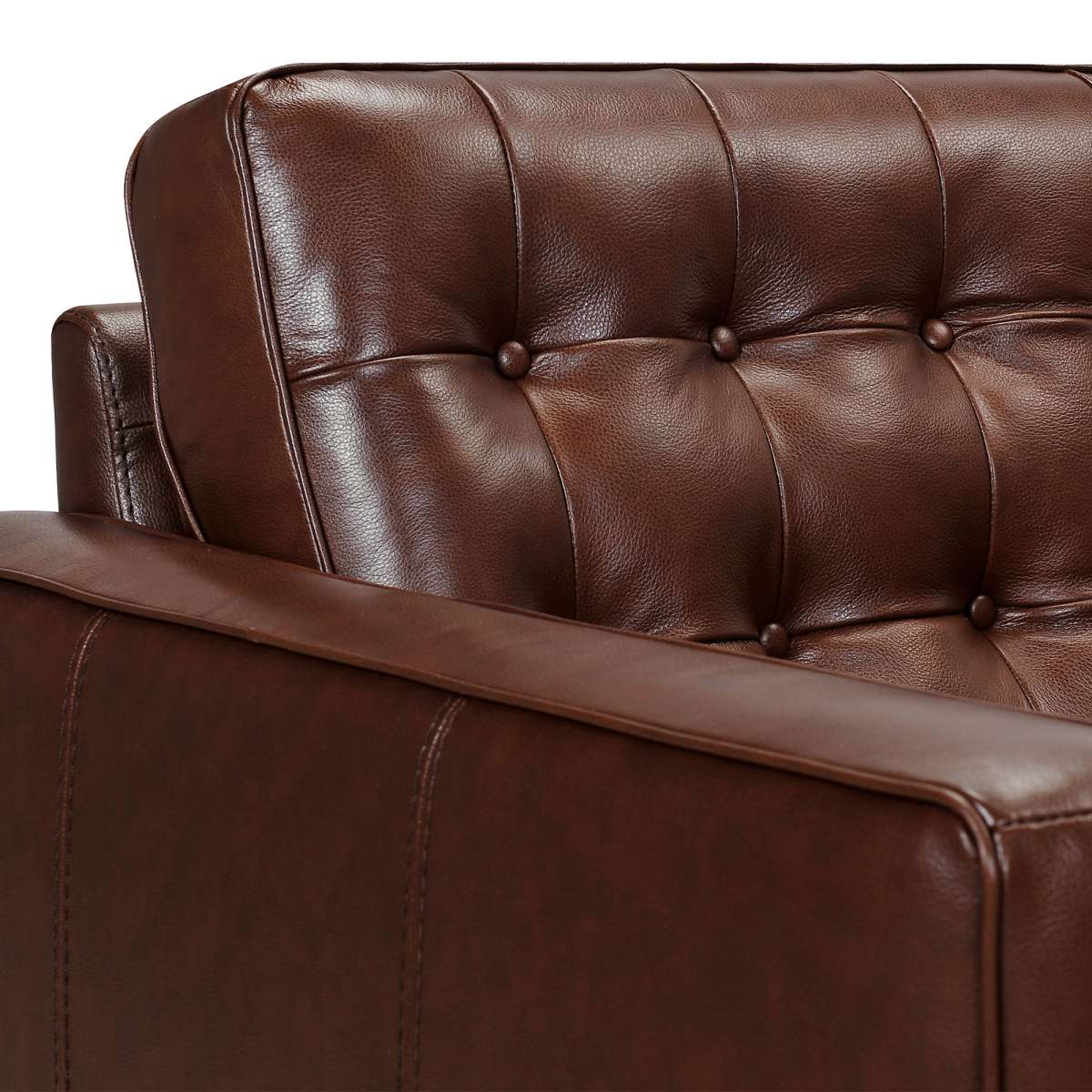 Wesley Chestnut Genuine Leather Power Footrest Tuxedo Arm Accent Chair By Armen Living - Image 6