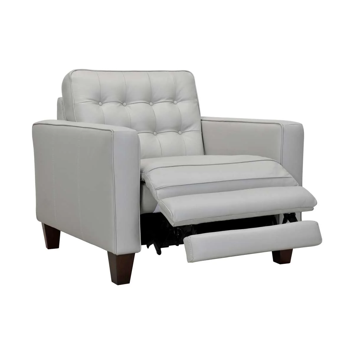 Wesley Dove Gray Genuine Leather Power Footrest Tuxedo Arm Accent Chair By Armen Living - Image 2