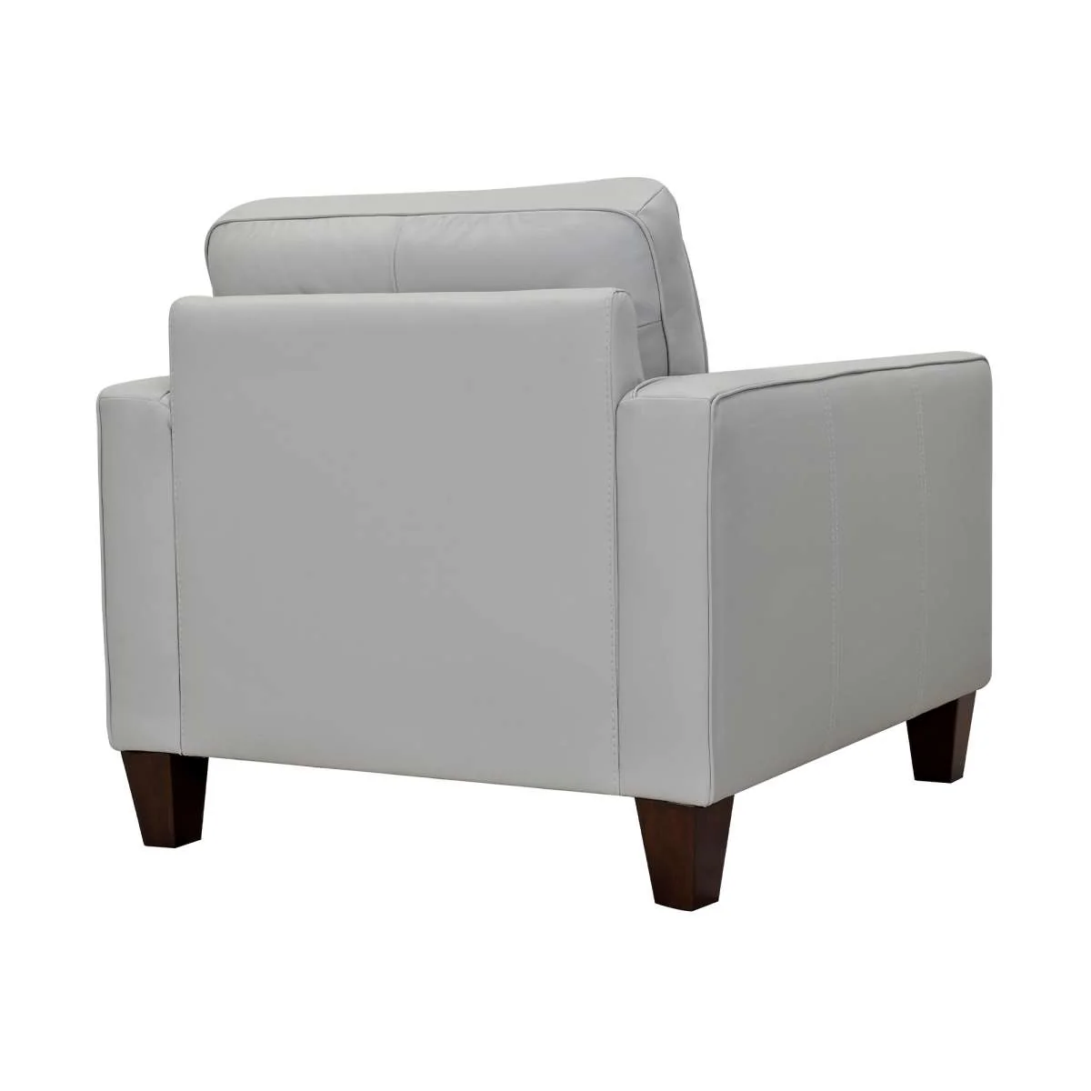 Wesley Dove Gray Genuine Leather Power Footrest Tuxedo Arm Accent Chair By Armen Living - Image 3