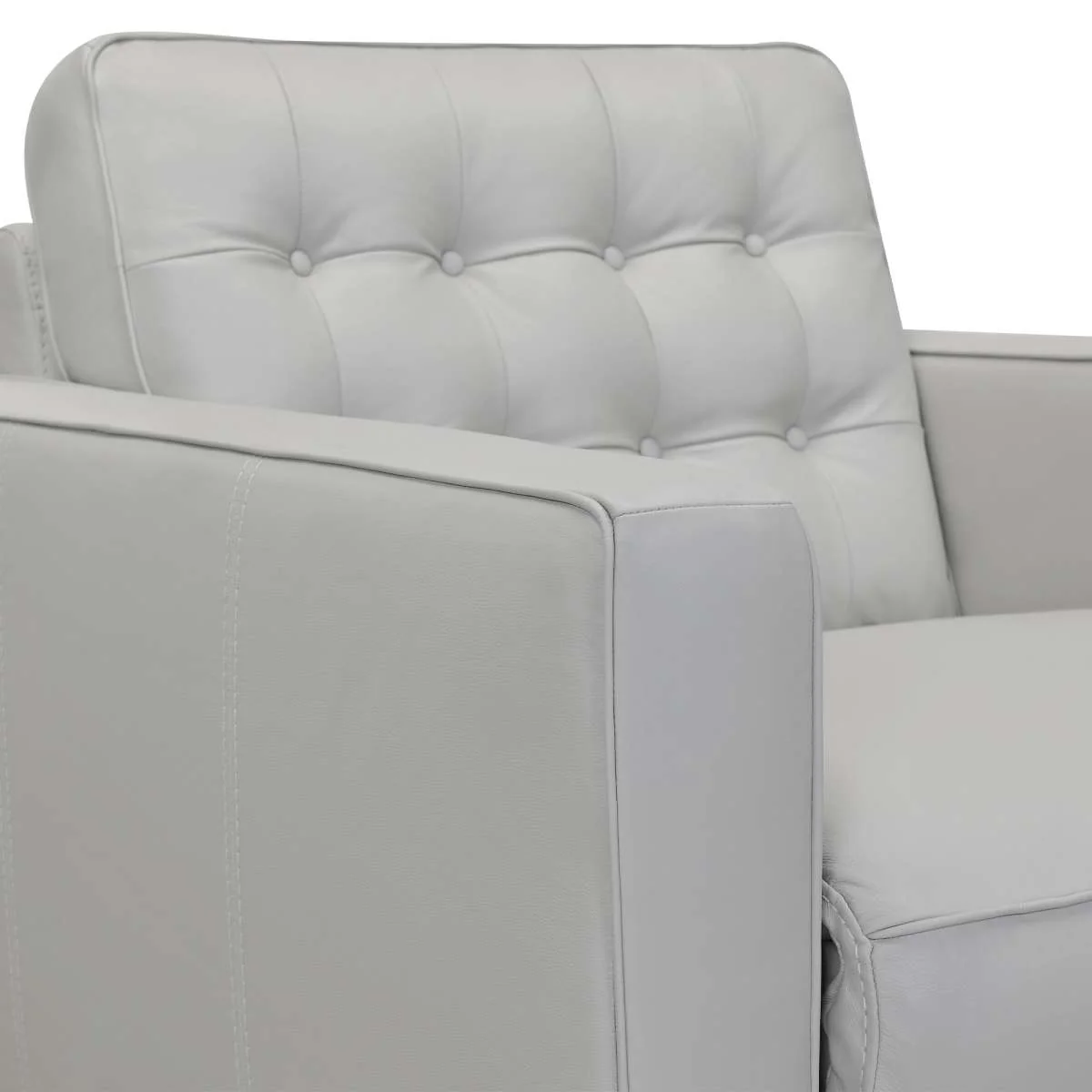 Wesley Dove Gray Genuine Leather Power Footrest Tuxedo Arm Accent Chair By Armen Living - Image 4