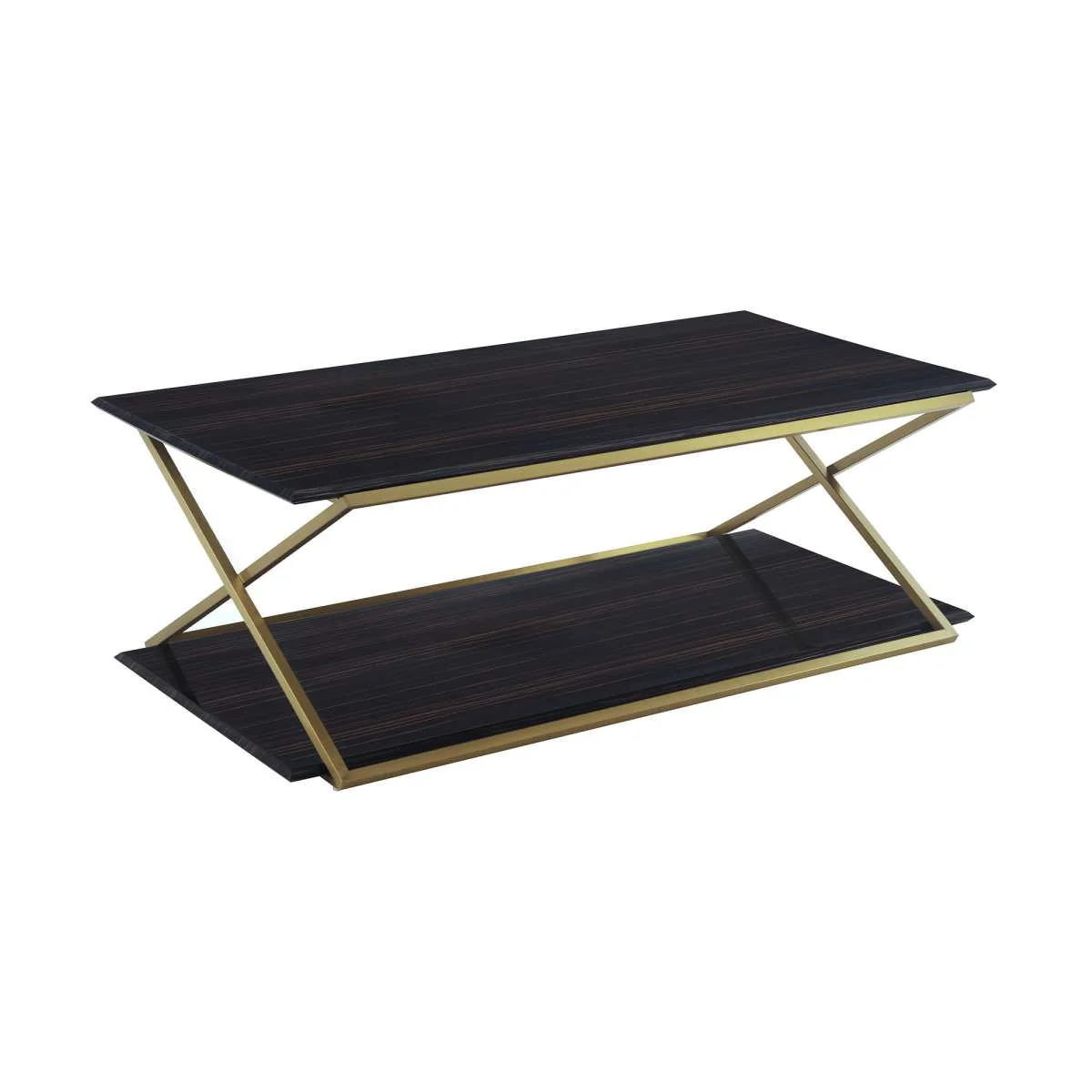 Westlake Dark Brown Veneer Coffee Table with Brushed Gold Legs By Armen Living - Image 2