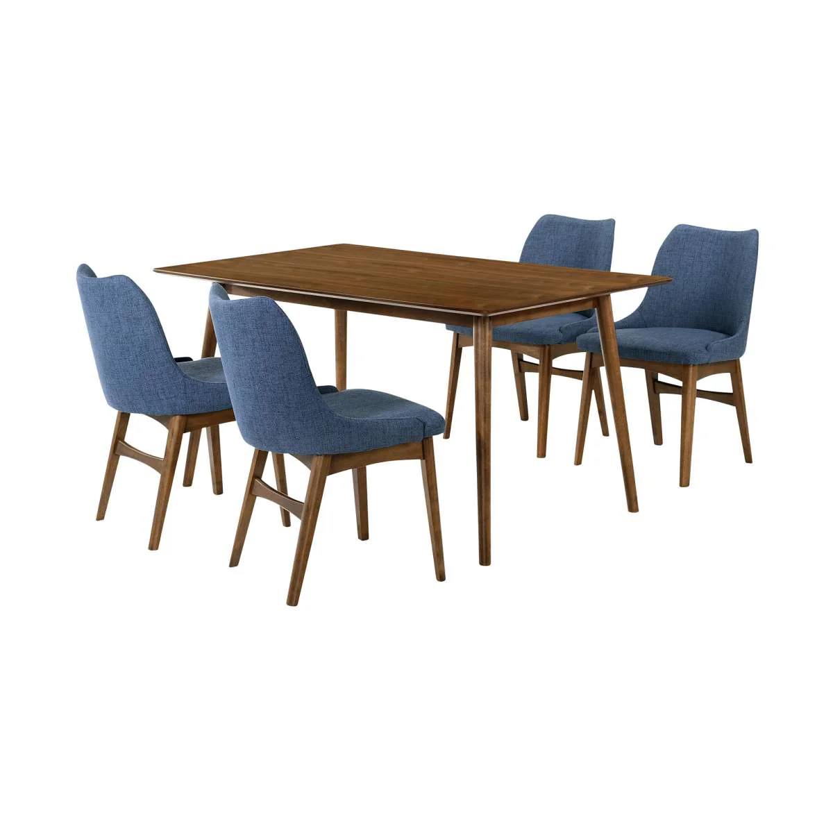 Westmont and Azalea Blue and Walnut Wood 5 Piece Dining Set By Armen Living - Image 2