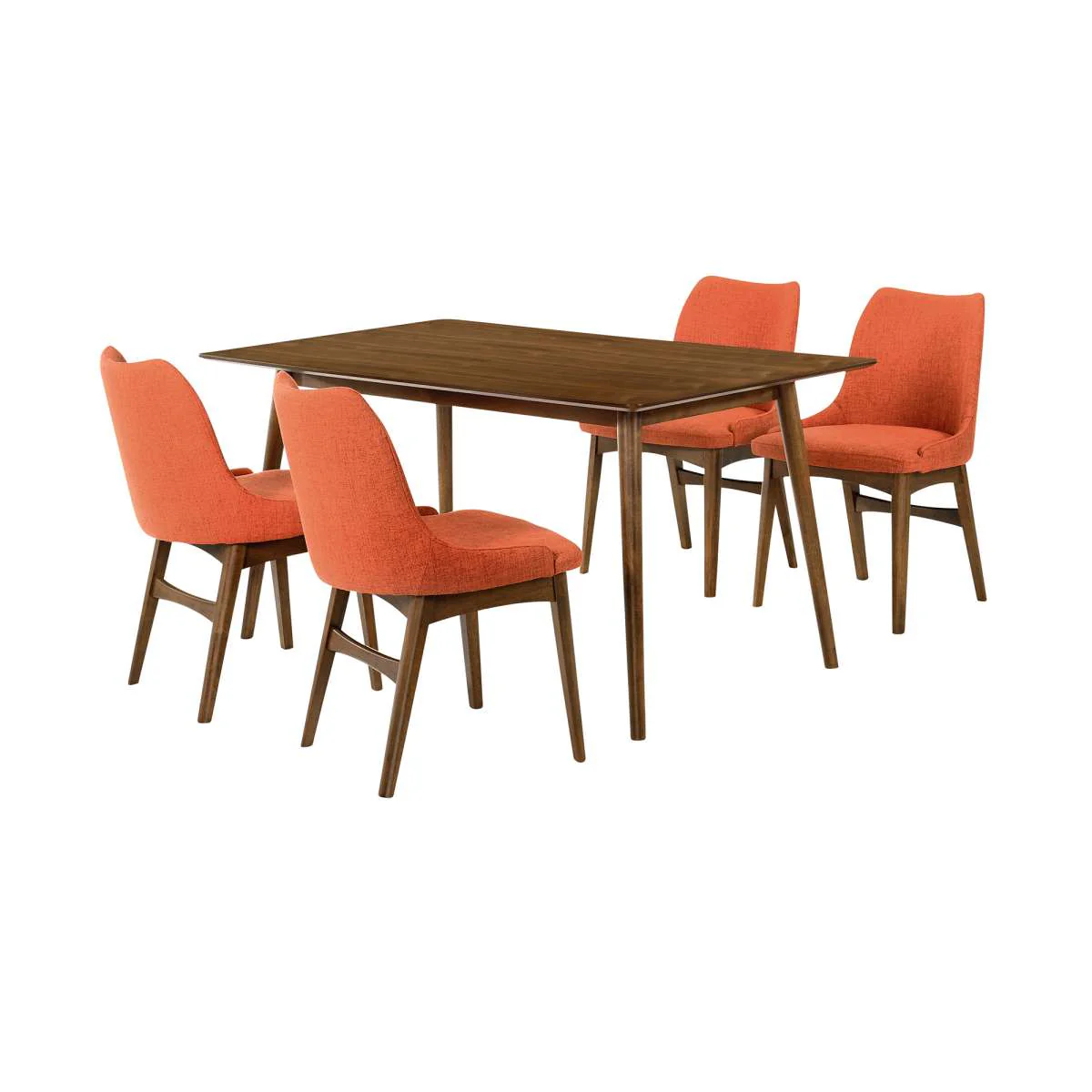 Westmont and Azalea Orange and Walnut 5 Piece Dining Set By Armen Living - Image 2