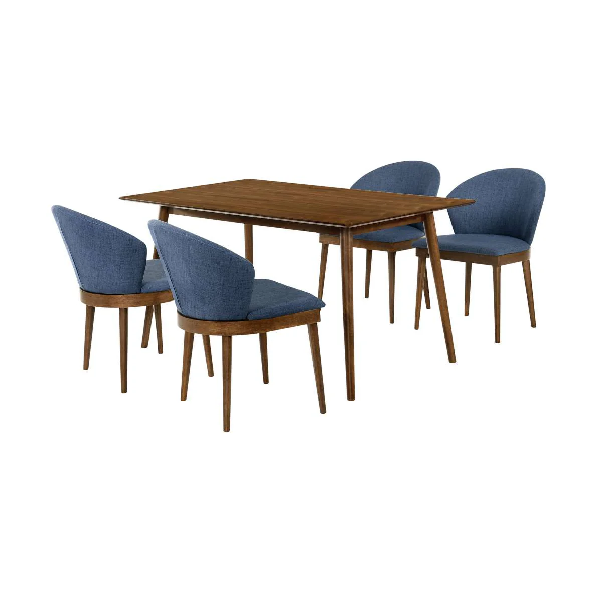 Westmont and Juno Blue and Walnut 5 Piece Dining Set By Armen Living - Image 2