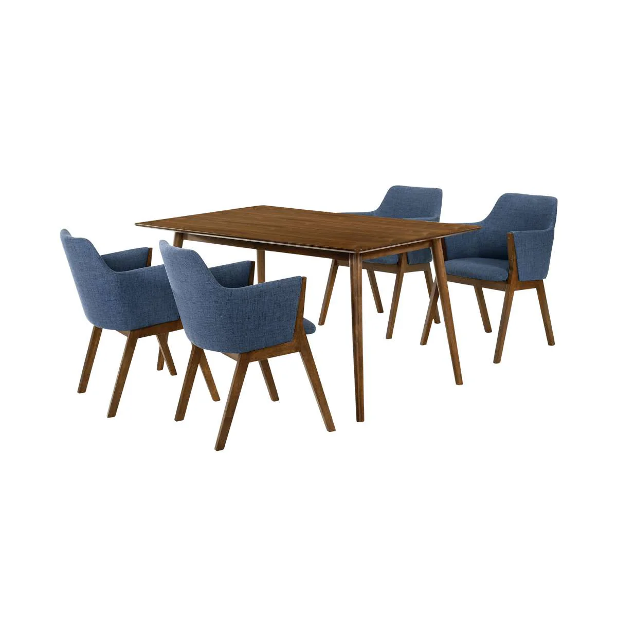 Westmont and Renzo Blue and Walnut 5 Piece Dining Set By Armen Living - Image 2