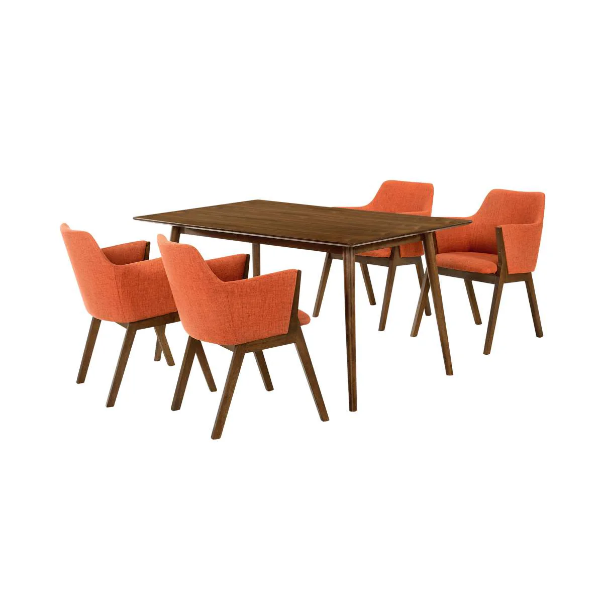 Westmont and Renzo Orange and Walnut 5 Piece Dining Set By Armen Living - Image 2