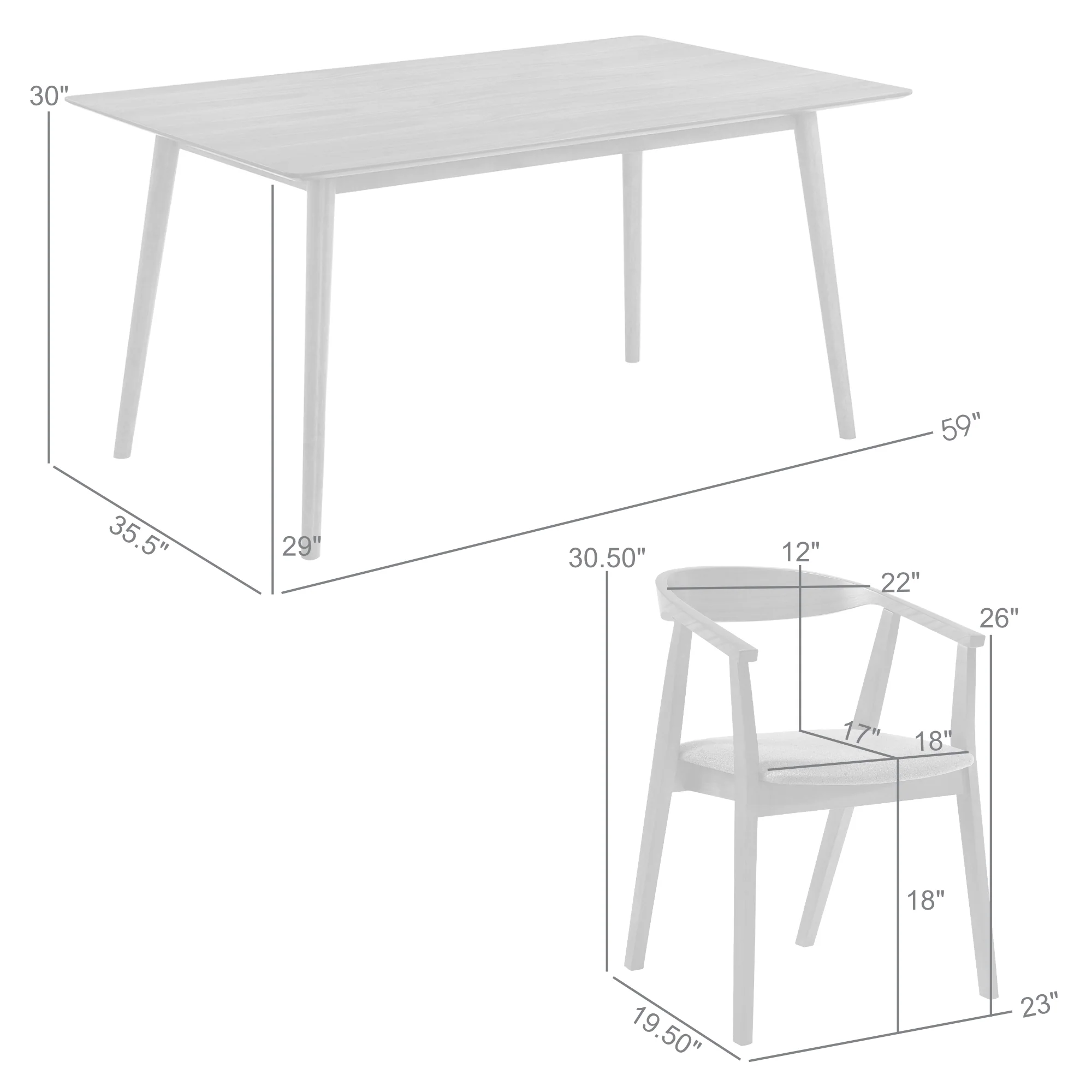 Westmont Santana 5 Piece Black Wood Dining Table Set with Charcoal Fabric By Armen Living - Image 10