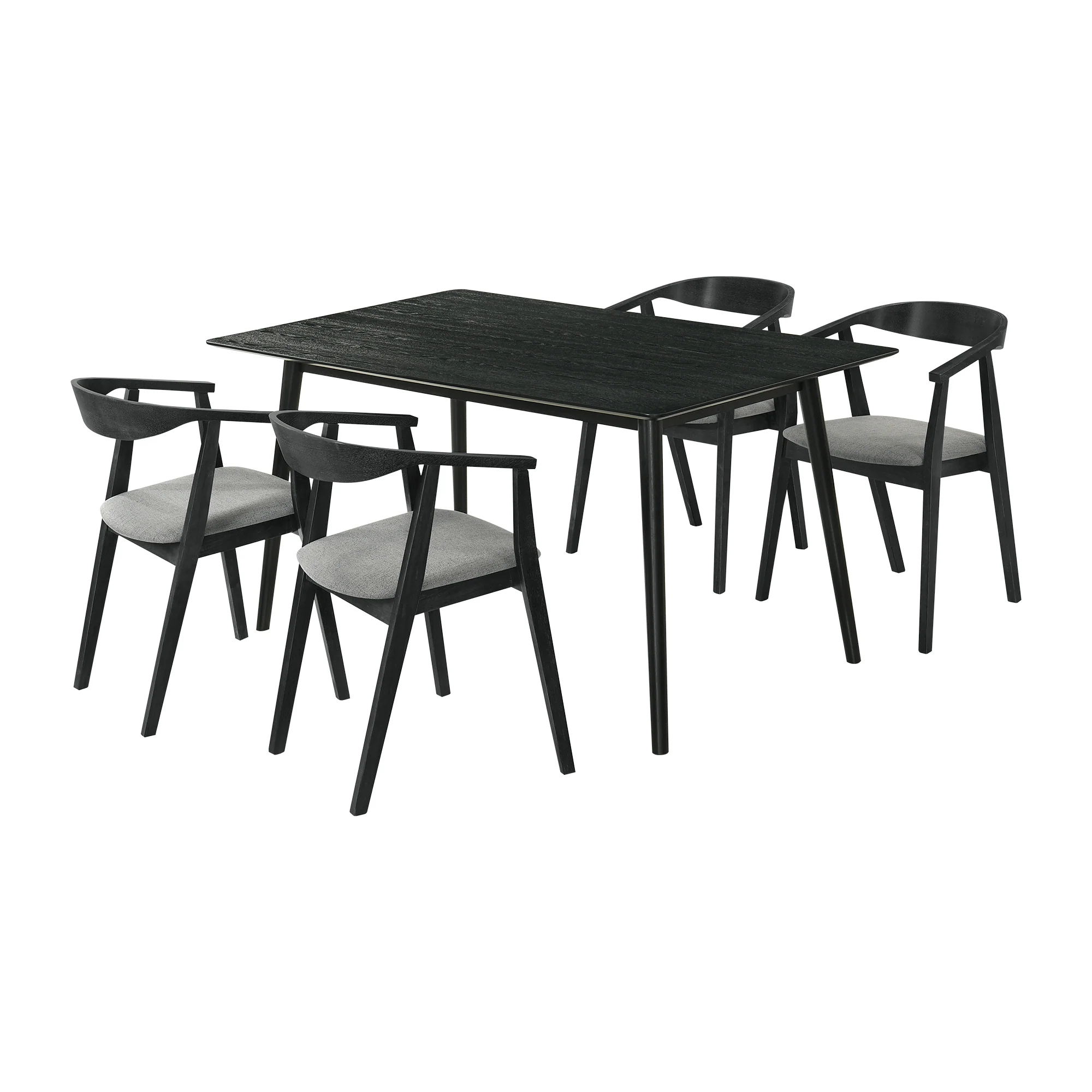 Westmont Santana 5 Piece Black Wood Dining Table Set with Charcoal Fabric By Armen Living - Image 2