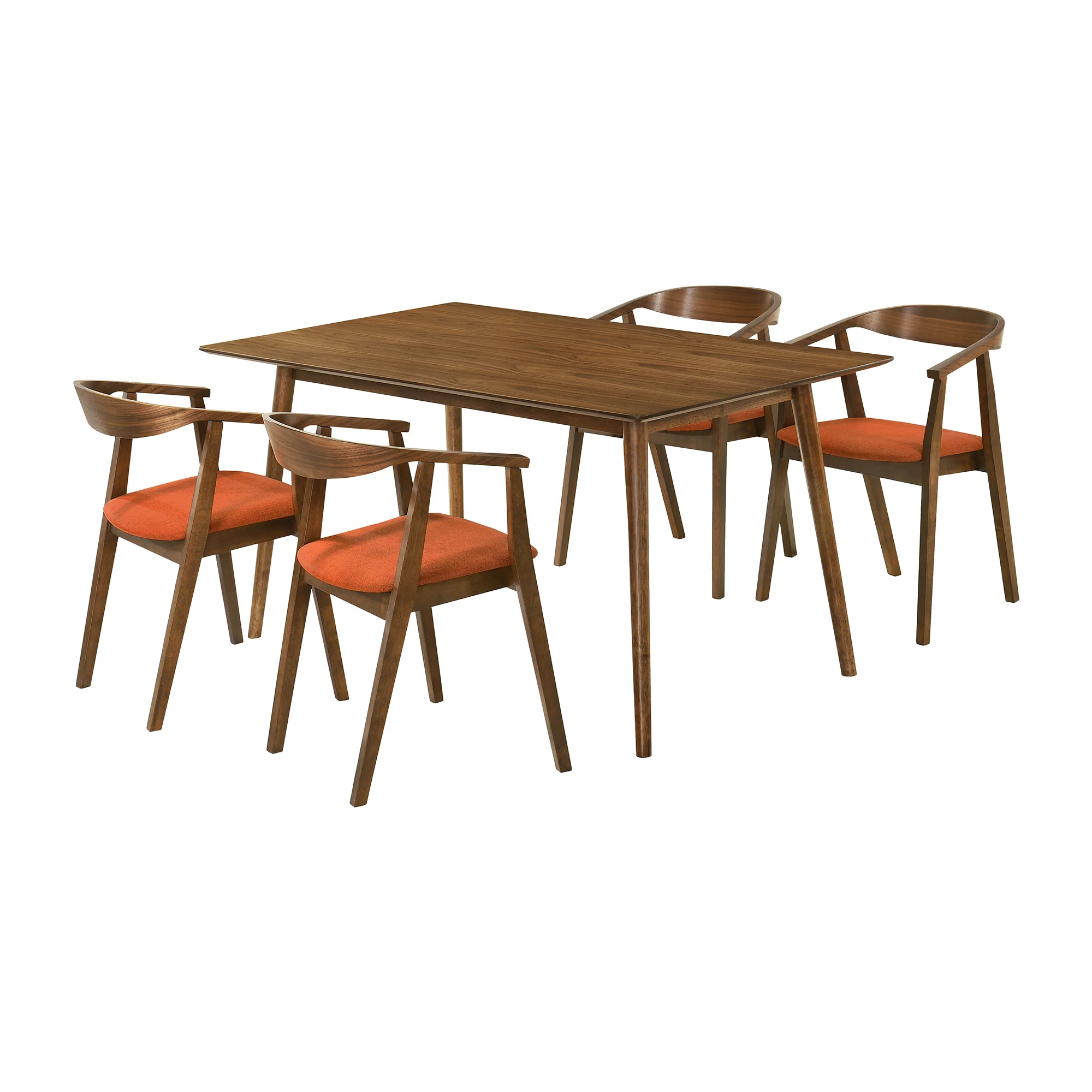Westmont Santana 5 Piece Walnut Wood Dining Table Set with Blue Fabric By Armen Living - Image 13