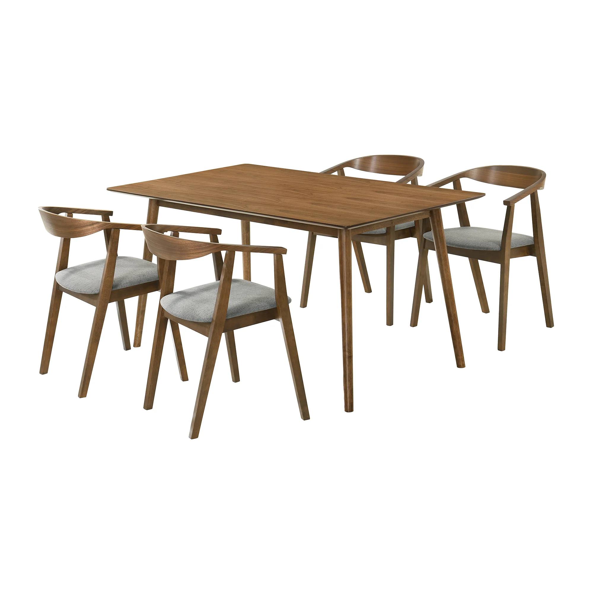 Westmont Santana 5 Piece Walnut Wood Dining Table Set with Blue Fabric By Armen Living - Image 24