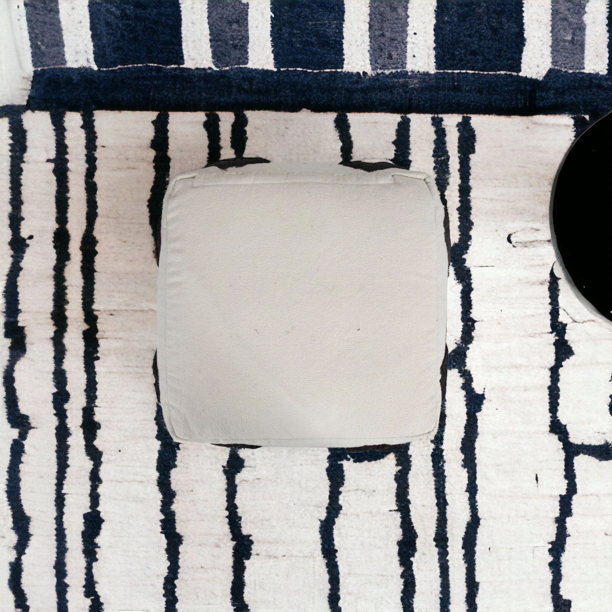White 100% Cotton Ottoman By Homeroots - Image 2