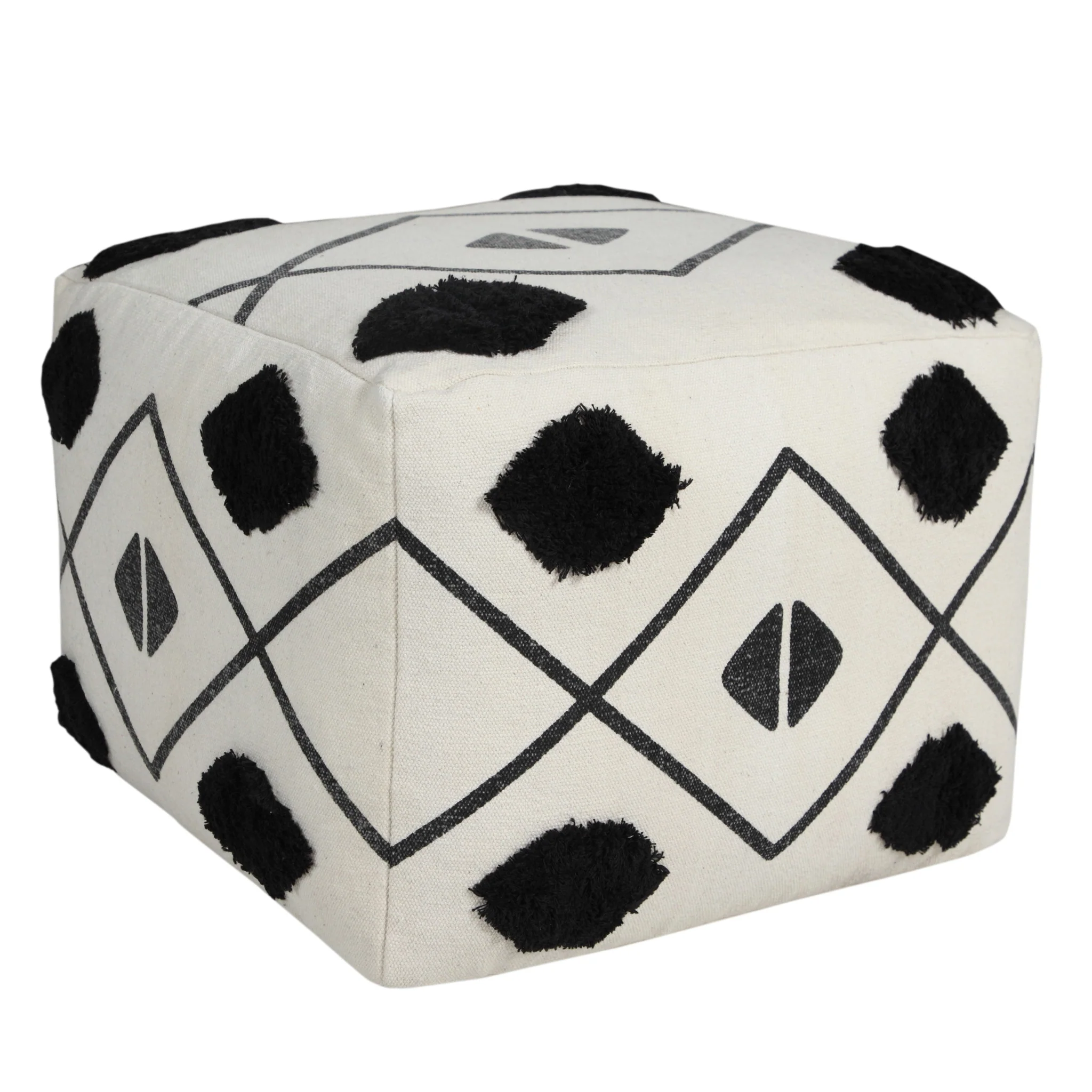 White 100% Cotton Ottoman By Homeroots - Image 3