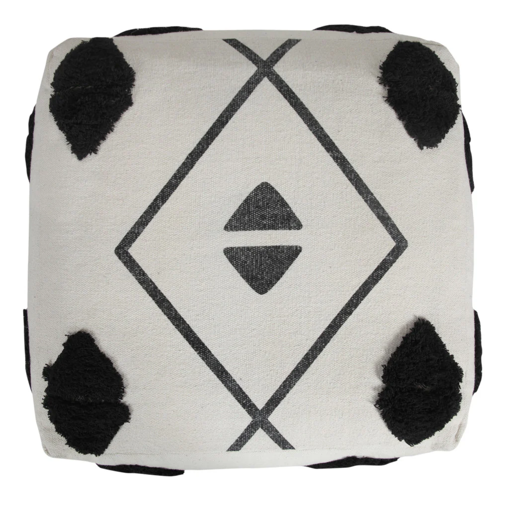 White 100% Cotton Ottoman By Homeroots - Image 4