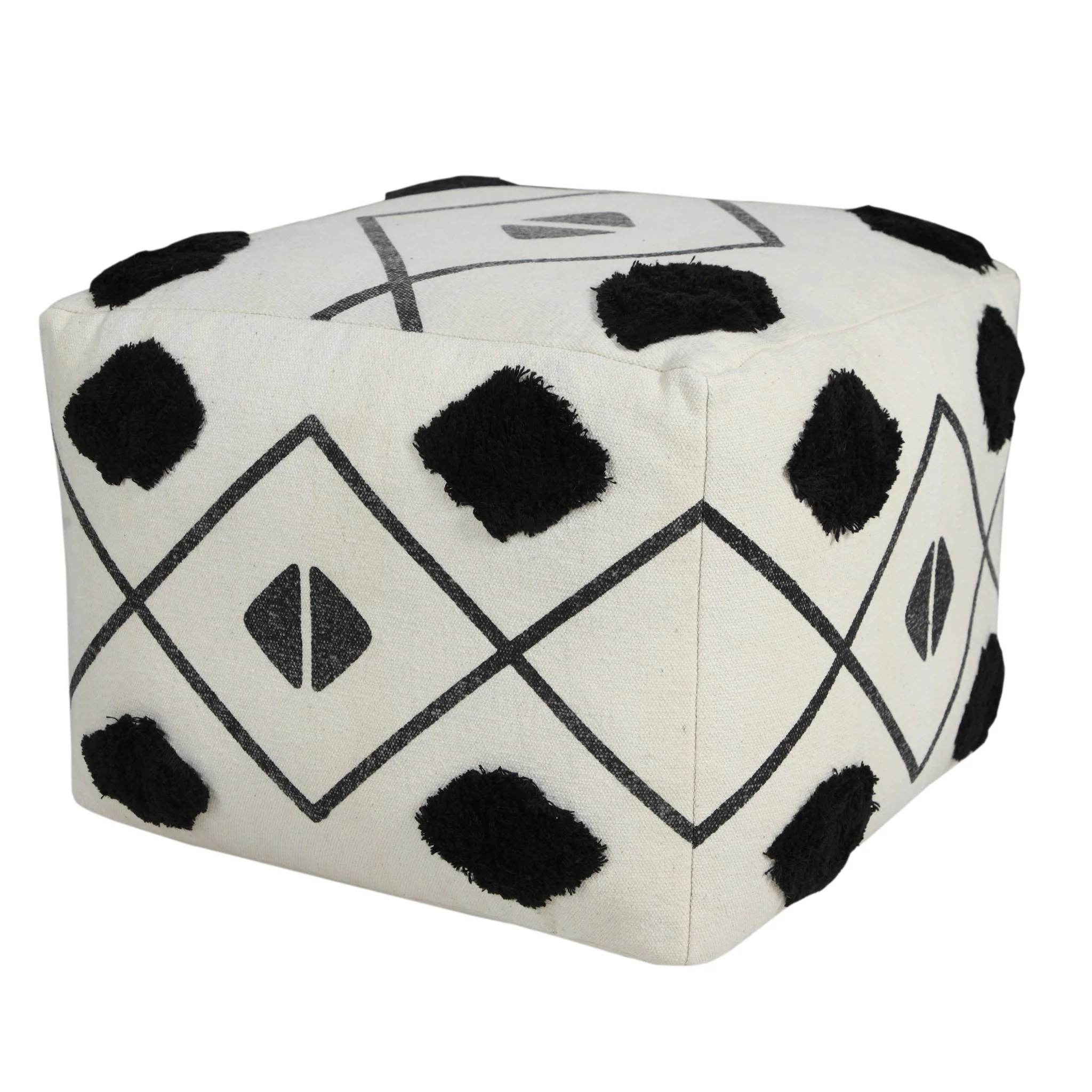 White 100% Cotton Ottoman By Homeroots - Image 6