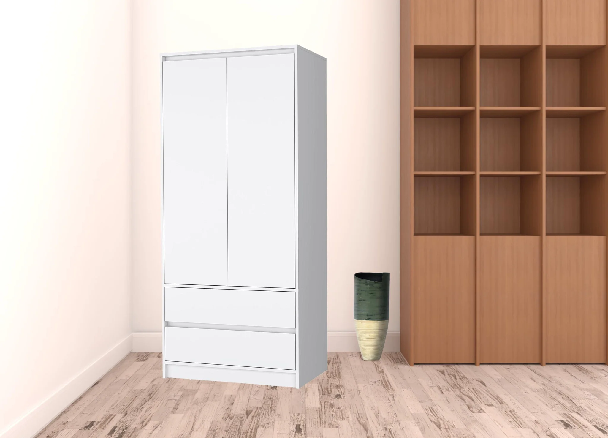 White Accent Cabinet Soft Close With Multiple Shelves And Two Drawers By Homeroots - Image 3