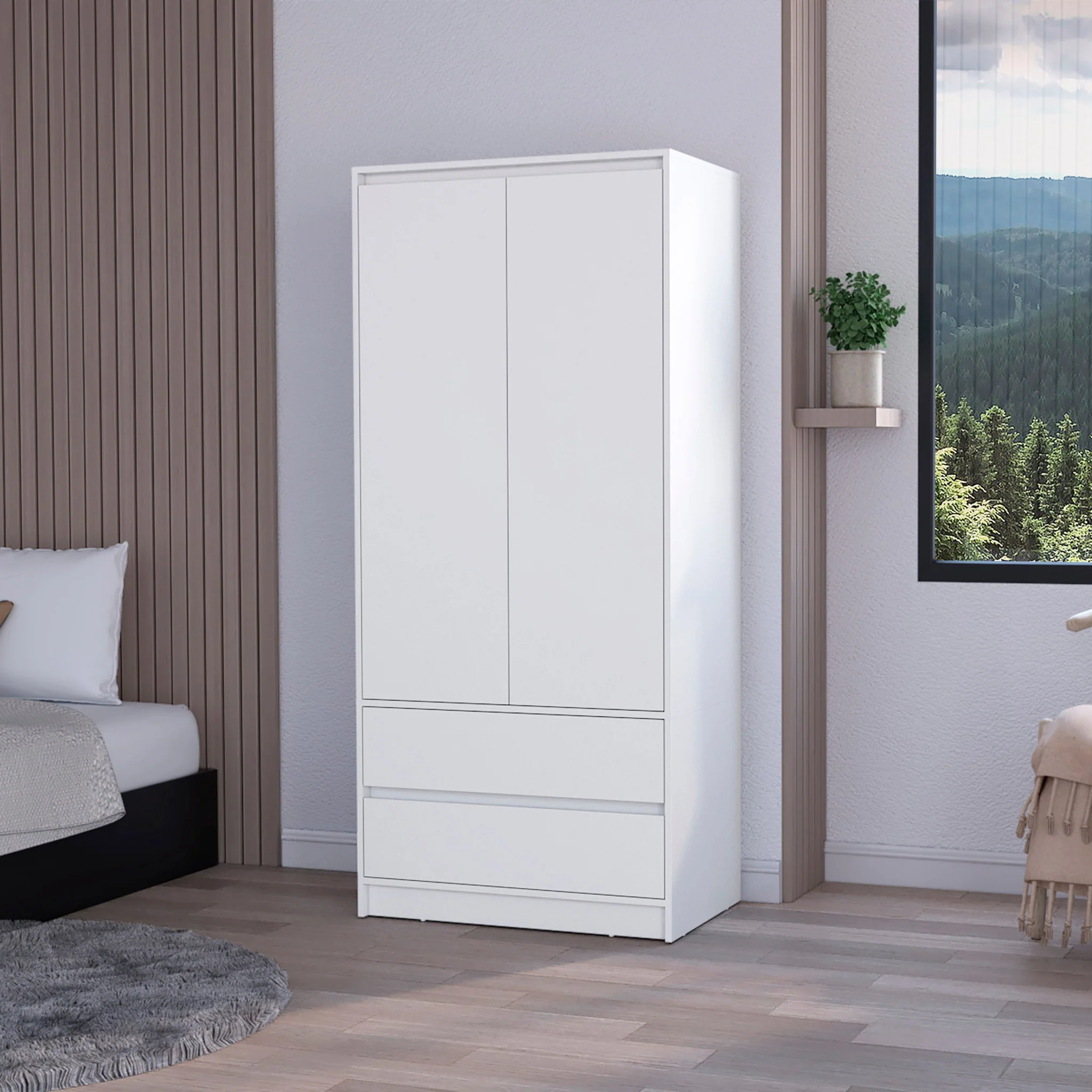 White Accent Cabinet Soft Close With Multiple Shelves And Two Drawers By Homeroots - Image 4