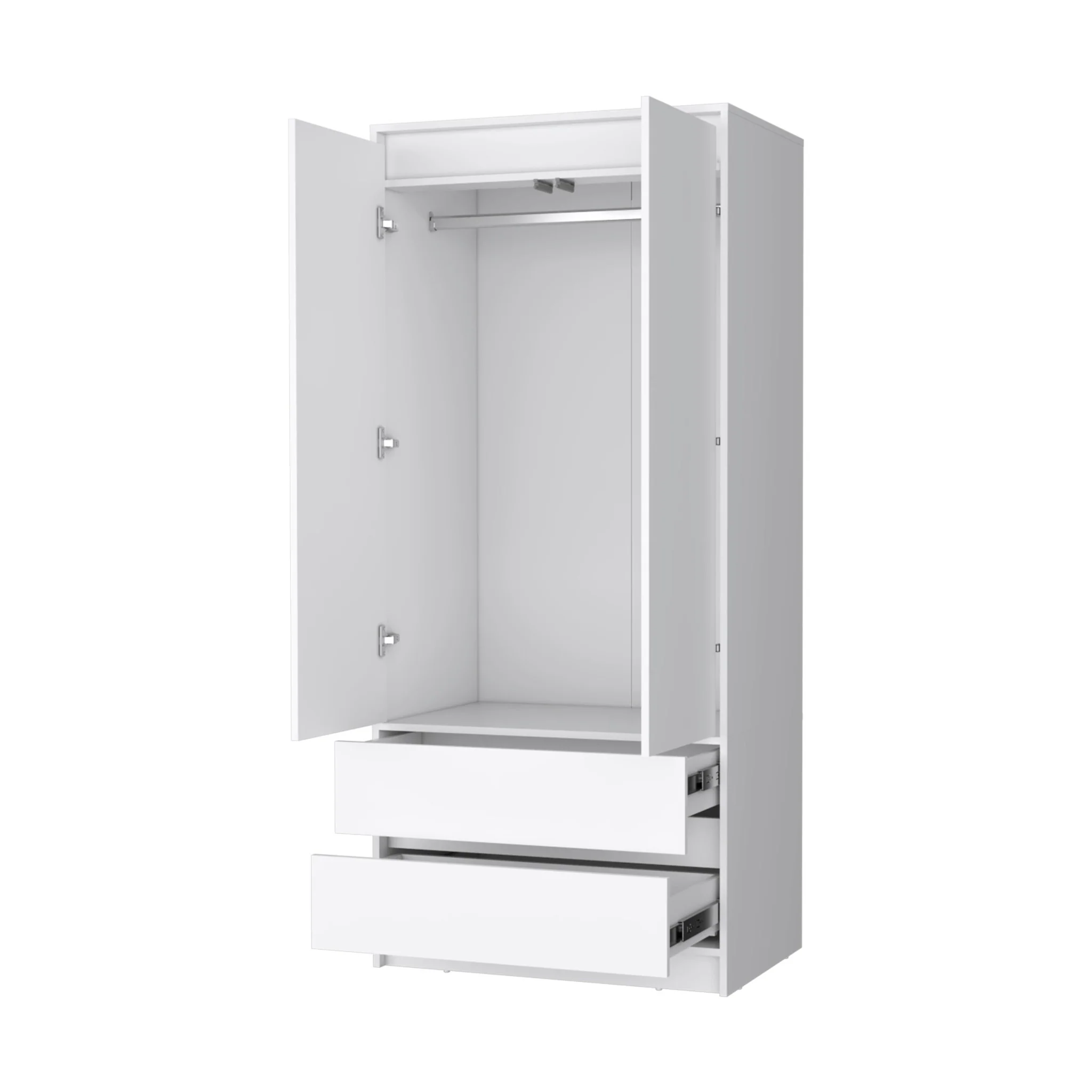 White Accent Cabinet Soft Close With Multiple Shelves And Two Drawers By Homeroots - Image 6