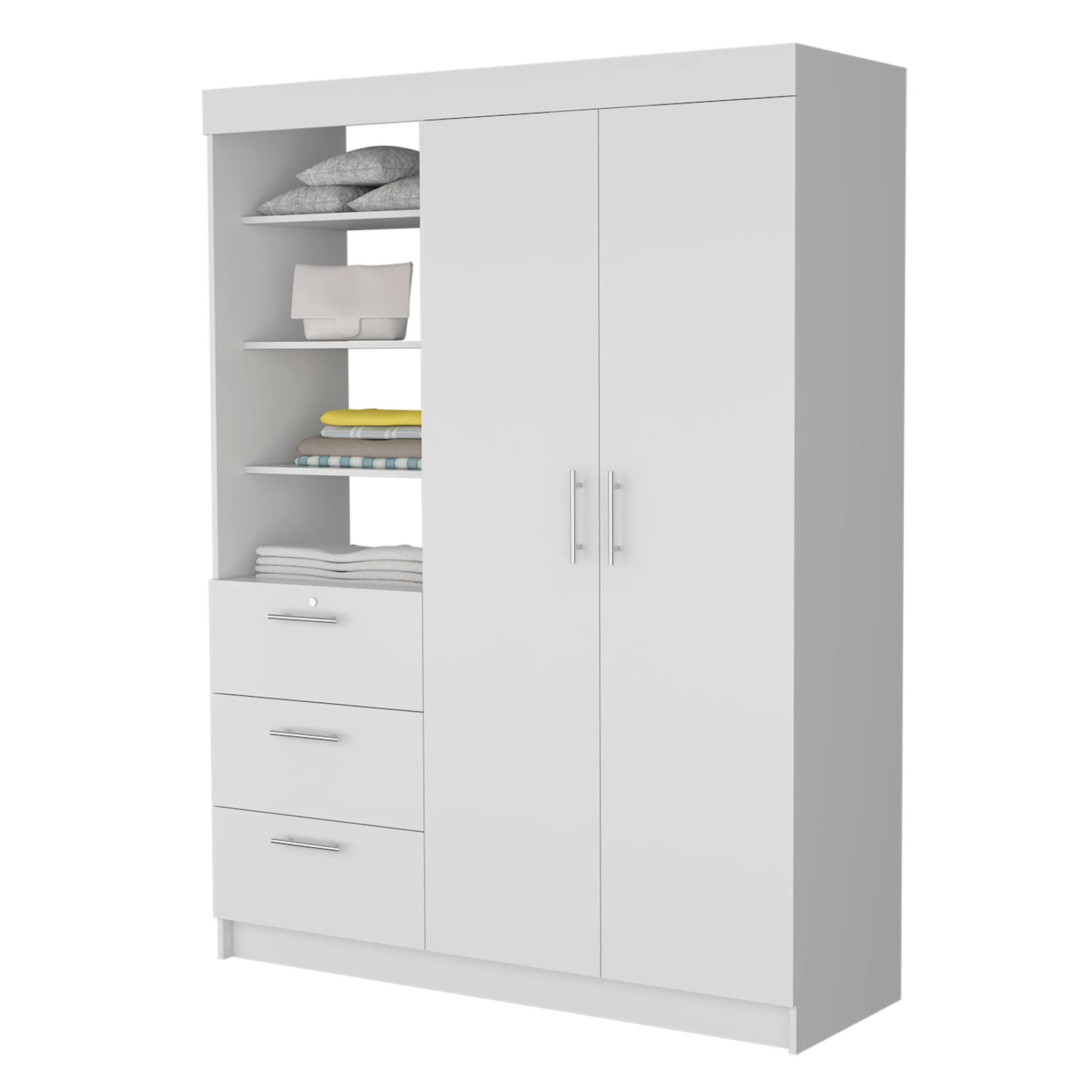 White Accent Cabinet Soft Close With Three Shelves And Three Drawers By Homeroots - Image 2
