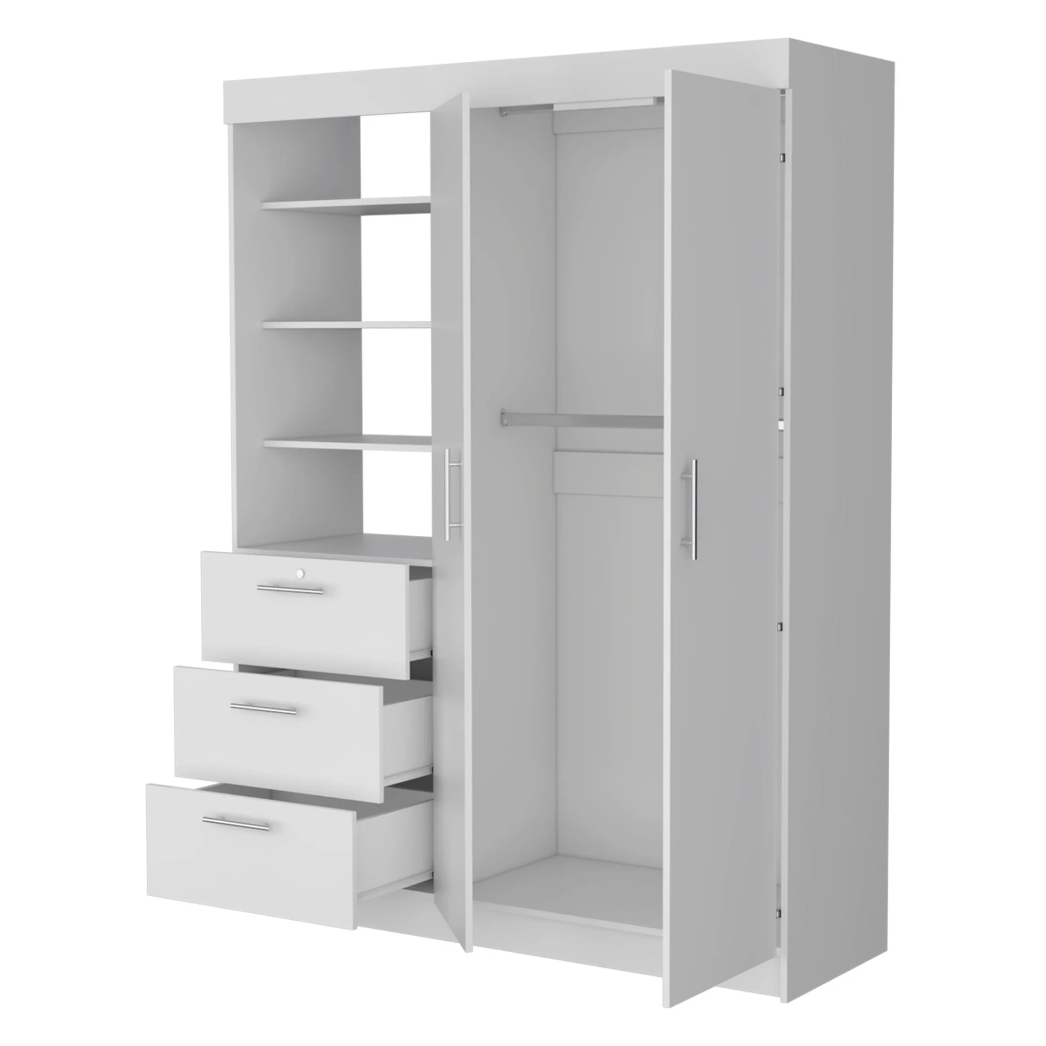 White Accent Cabinet Soft Close With Three Shelves And Three Drawers By Homeroots - Image 6