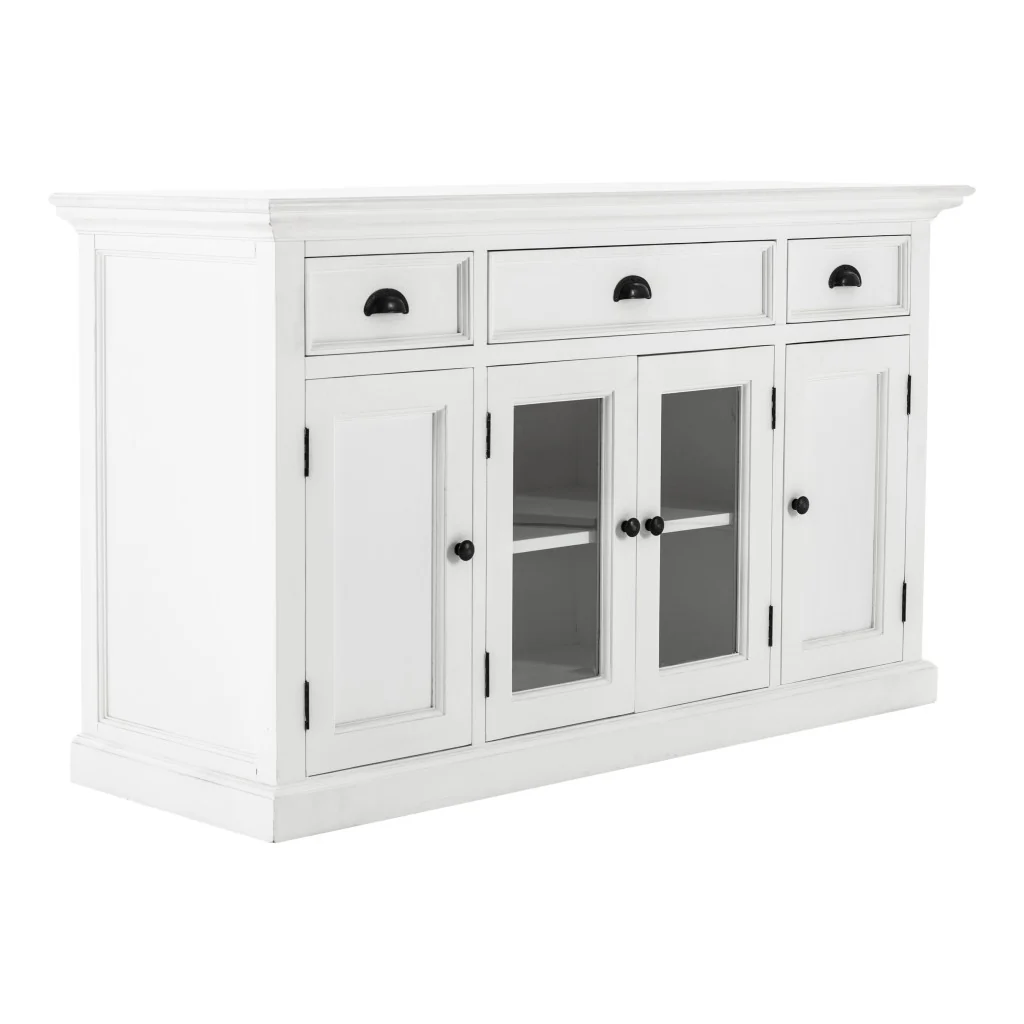 White Accent Cabinet With Glass Doors By Homeroots - Image 2
