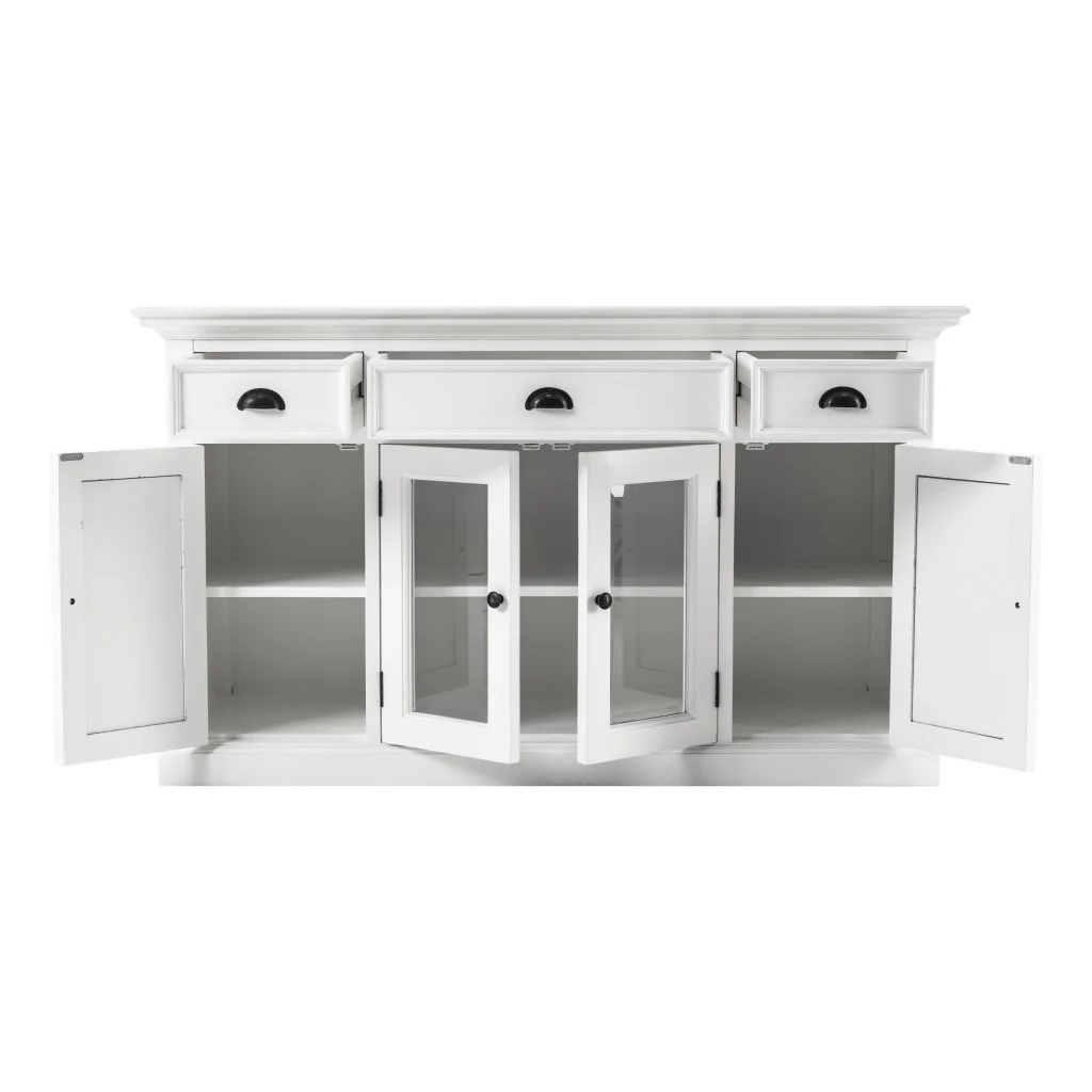 White Accent Cabinet With Glass Doors By Homeroots - Image 3