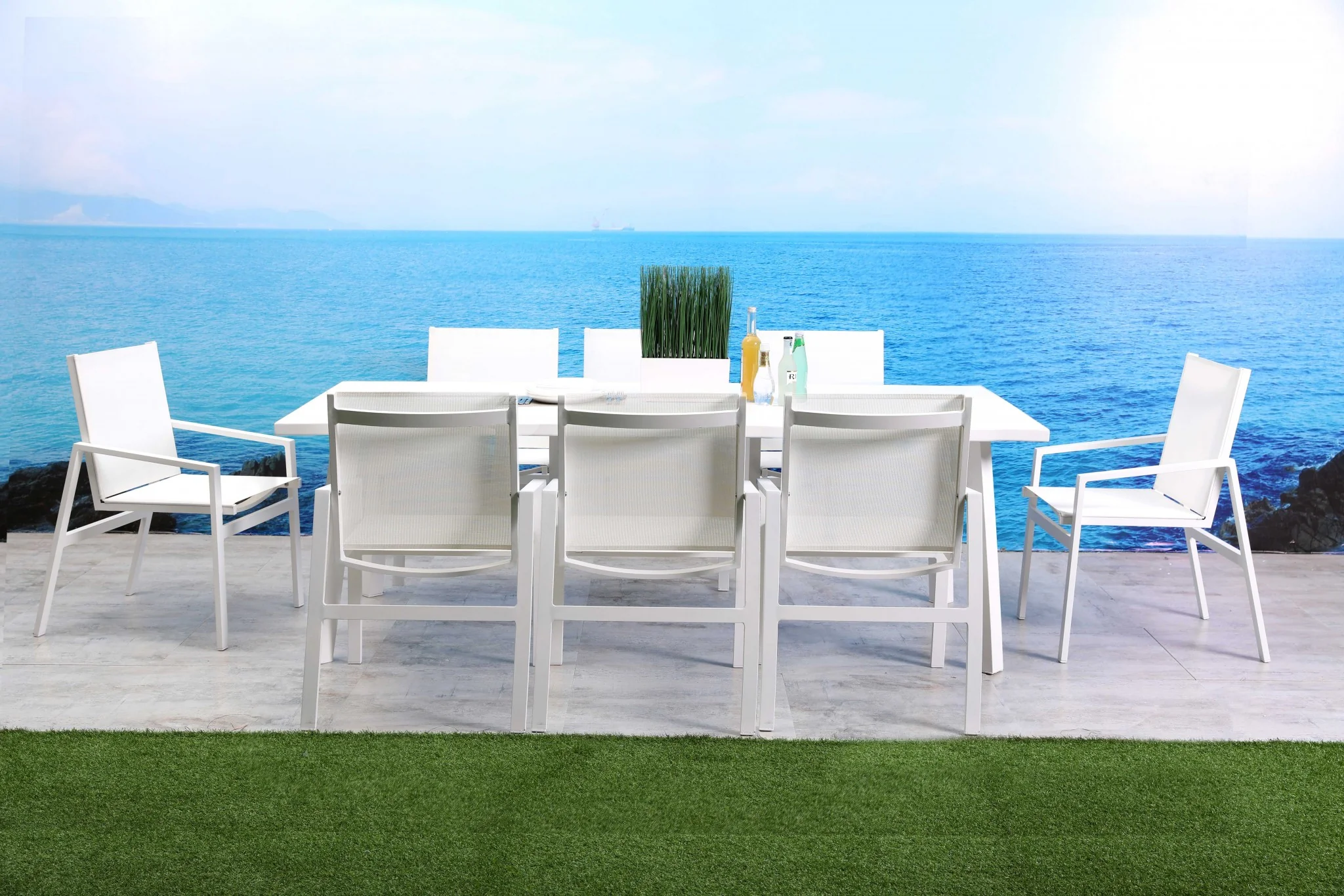 White Aluminum Dining Table By Homeroots - Image 3