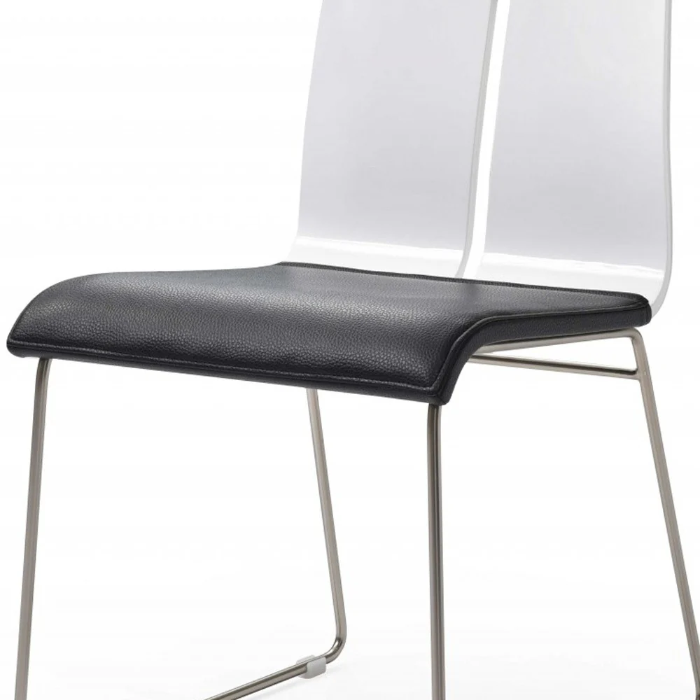 White And Black Faux Leather Metal Dining Chair By Homeroots - Image 5