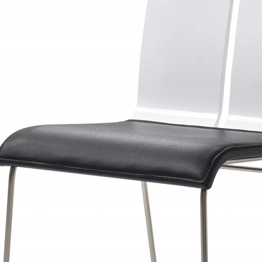 White And Black Faux Leather Metal Dining Chair By Homeroots - Image 6