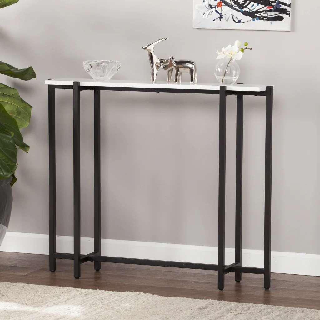 White and Black Frame Console Table By Homeroots - Image 7