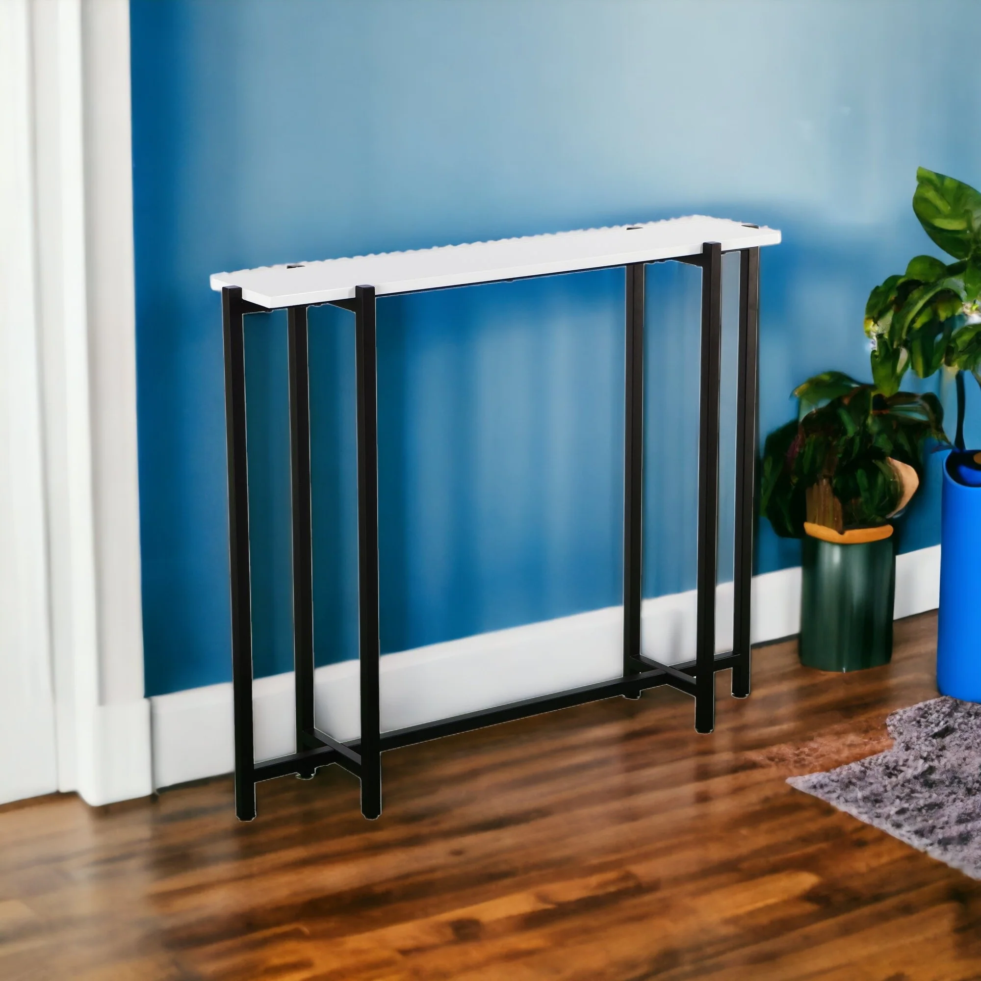 White and Black Frame Console Table By Homeroots - Image 8