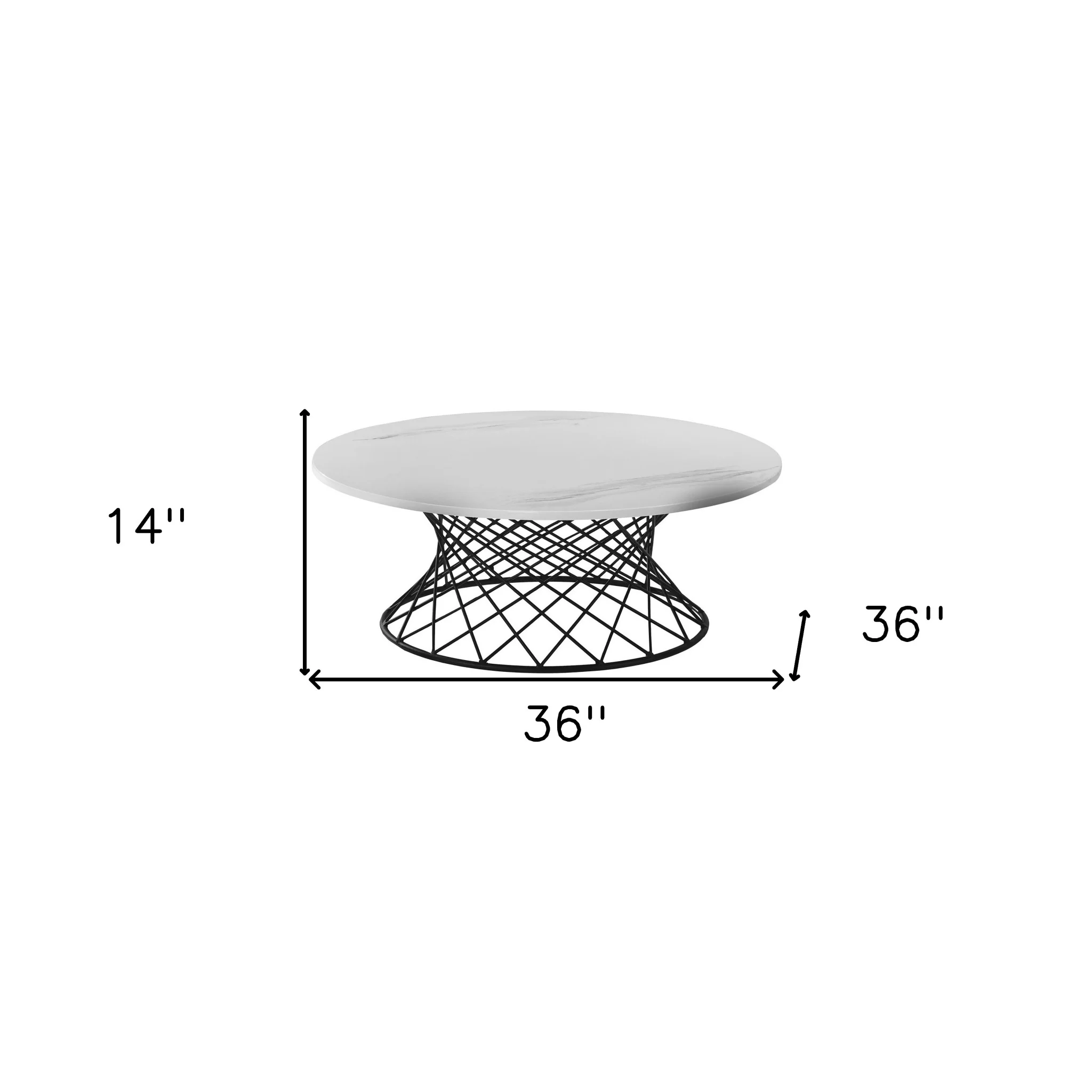 White And Black Genuine Marble And Metal Round Coffee Table By Homeroots - Image 8