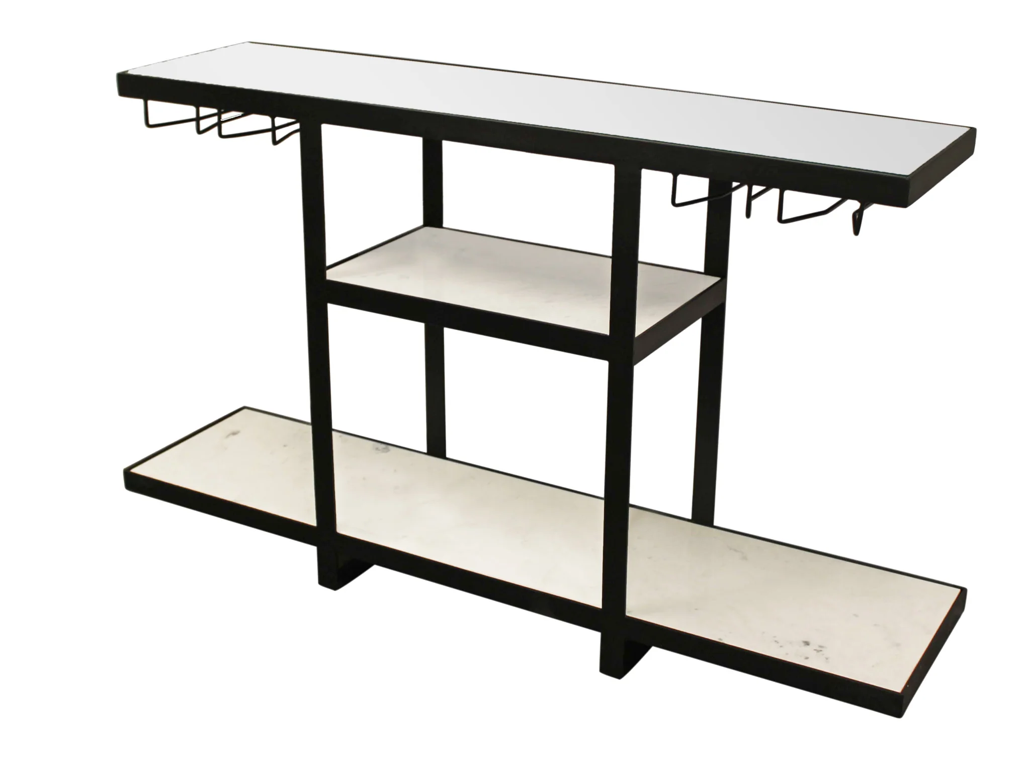 White and Black Genuine Marble Floor Shelf Console Table Two Shelves By Homeroots - Image 2